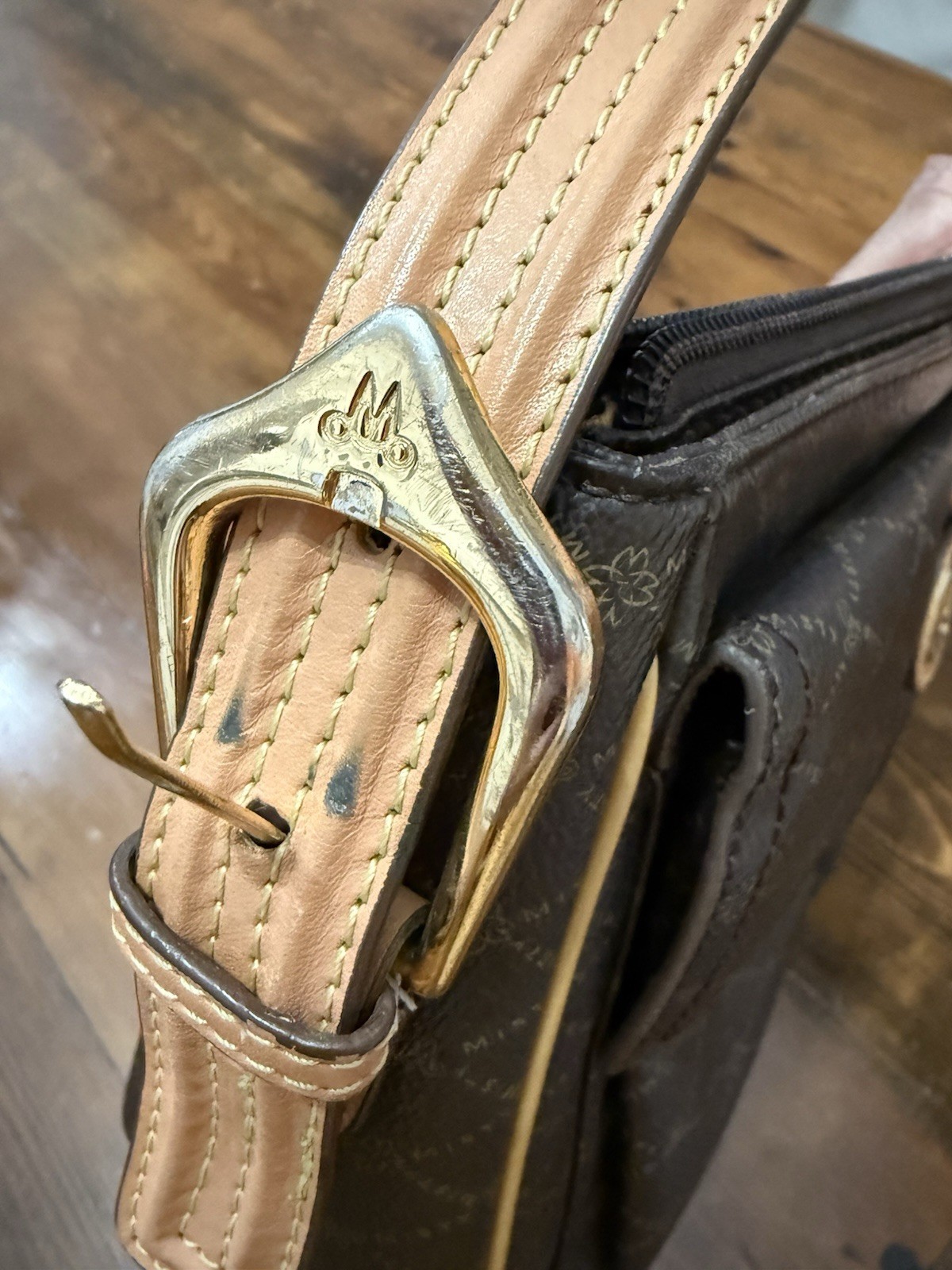 Misty Collection USA M&T Brown Zip Gold Hardware Shoulder Bag