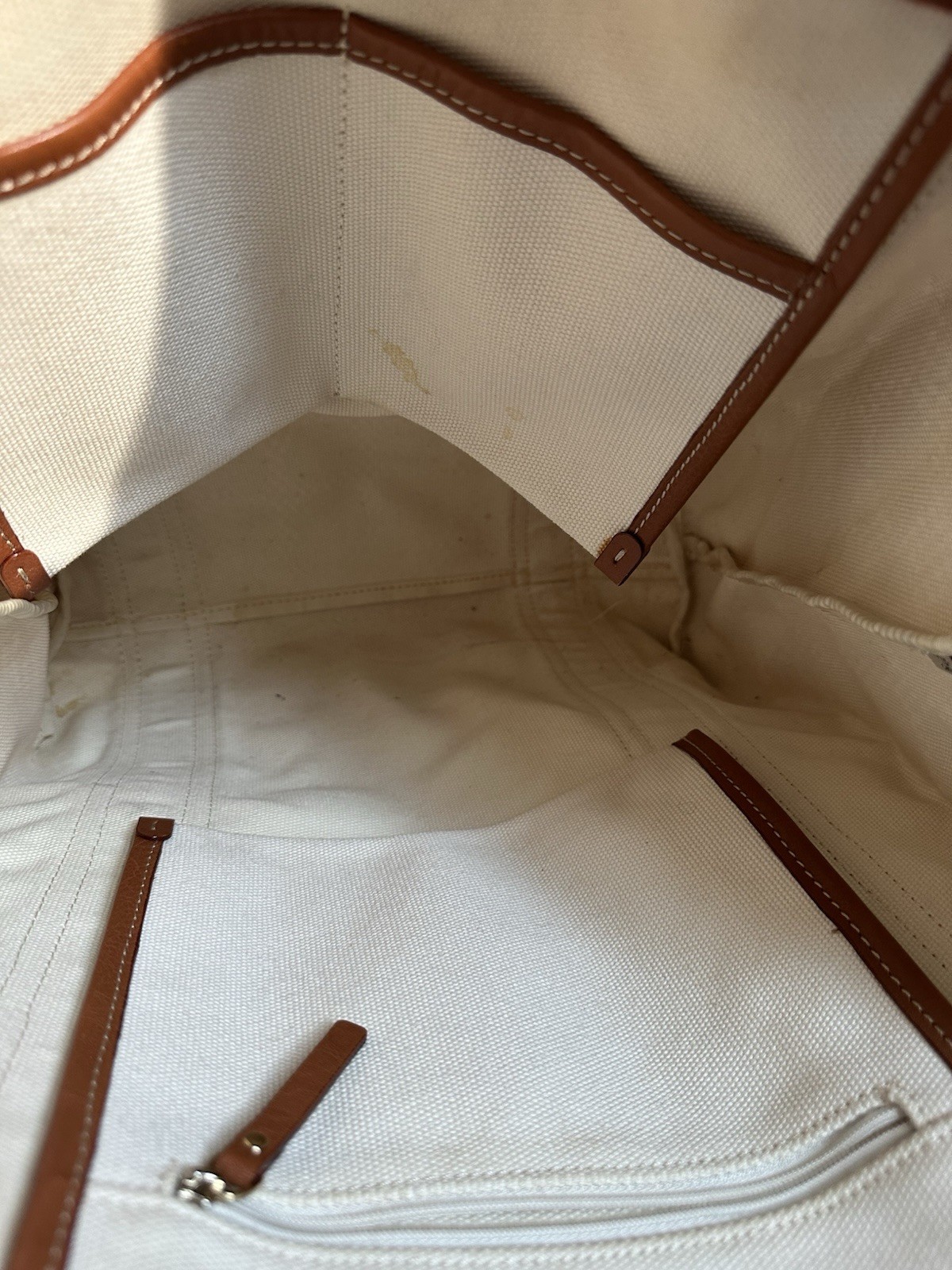 Kate Spade Waverly Noel Coated Canvas Tote Bag Orange Cream Navy Leather Trim
