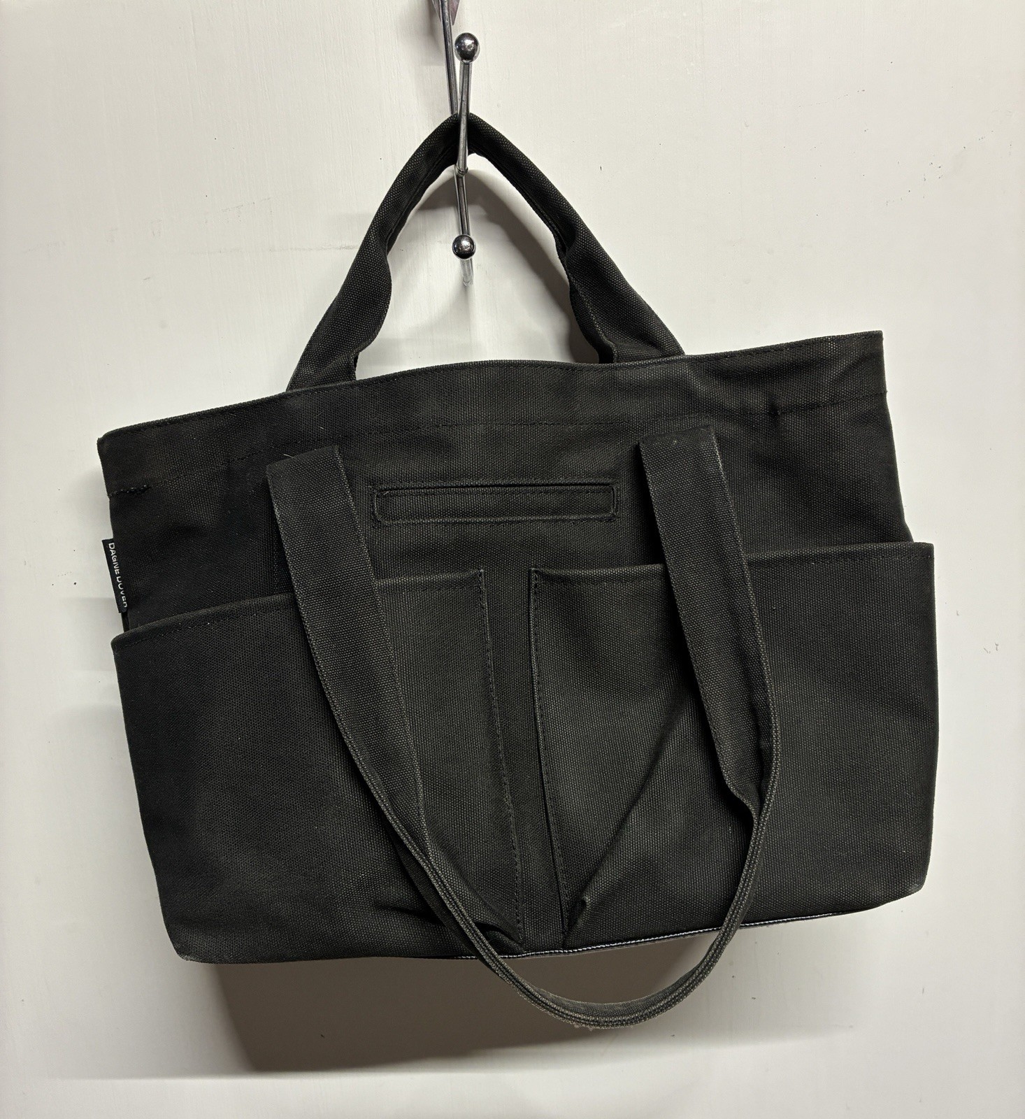 Dagne Dover: Bag Tote LARGE Vida Organic Cotton Black Onyx Heavy Duty Dbl Handle