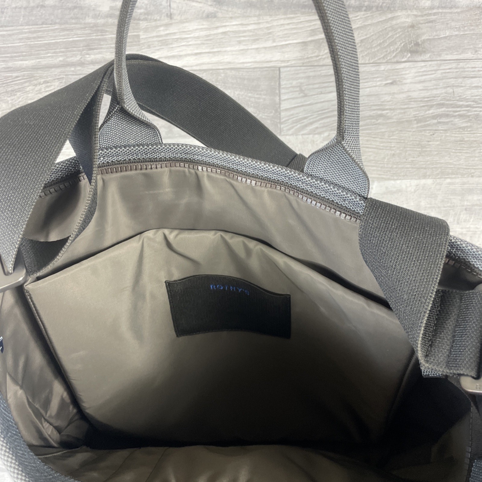 Rothy’s Carryall Laptop Tote Large Work Travel Bag Gray Black