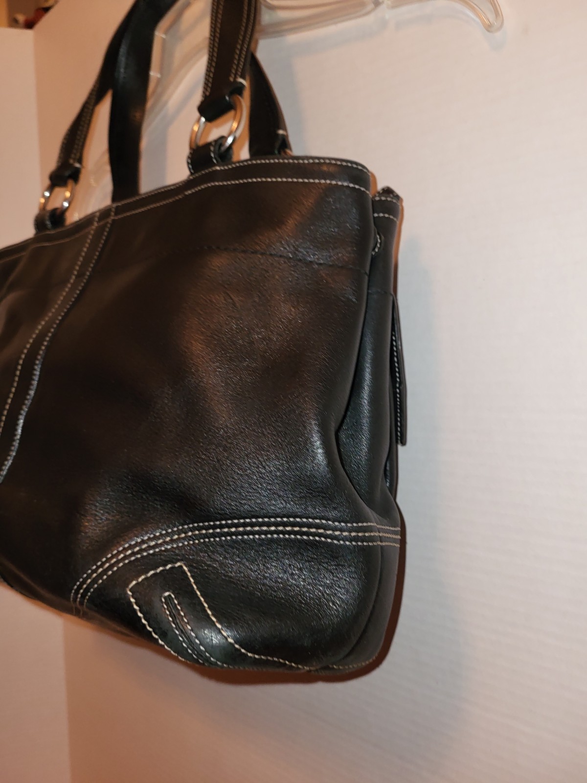 Coach F06468 Soho Tote Satchel Black Leather Double Handle Purse Handbag Large
