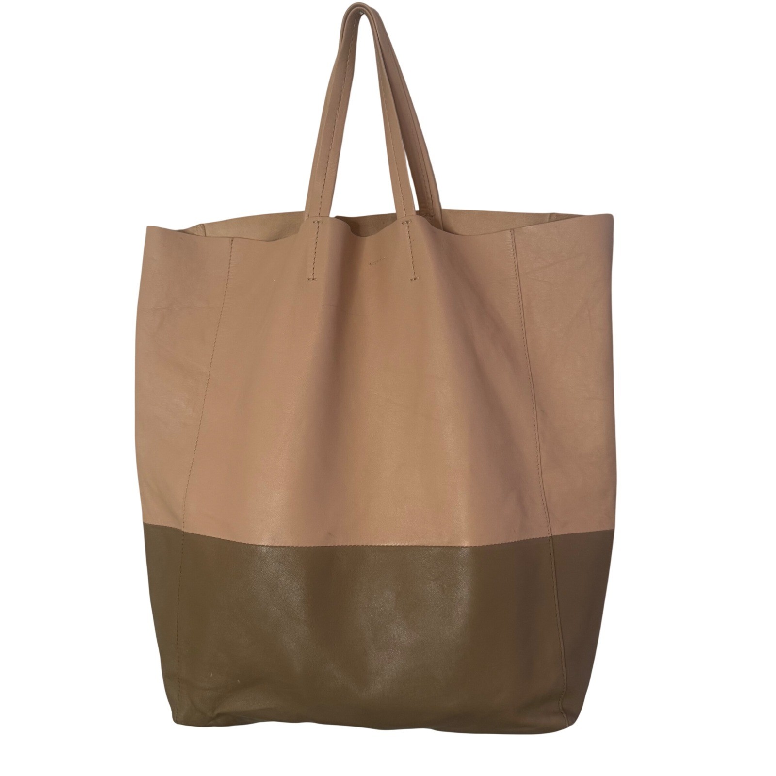Celine Horizontal Bi Color Cabas Tote Bag Minimalist Quiet Luxury Neutral Purse
