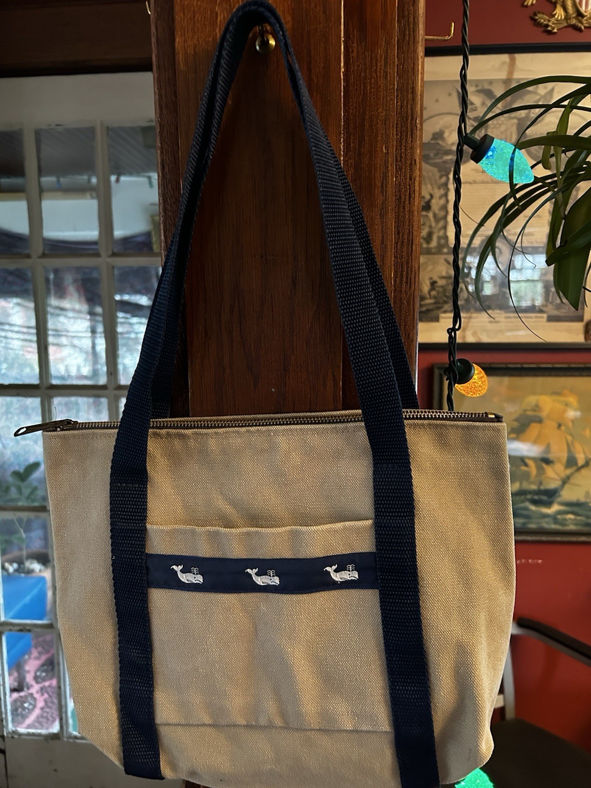 Handmade Preppy Bag Zipper Whale Trim Vintage