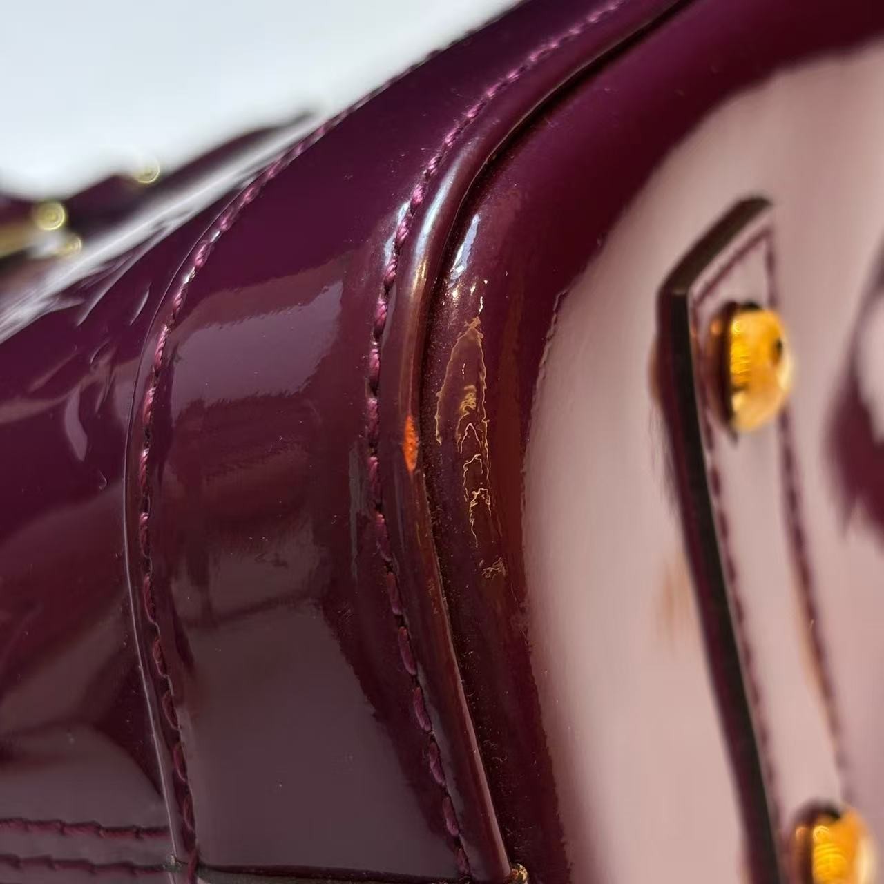 Louis Vuitton LV Monogram Vernis Patent Leather Alma BB Magenta Ombre Crossbody