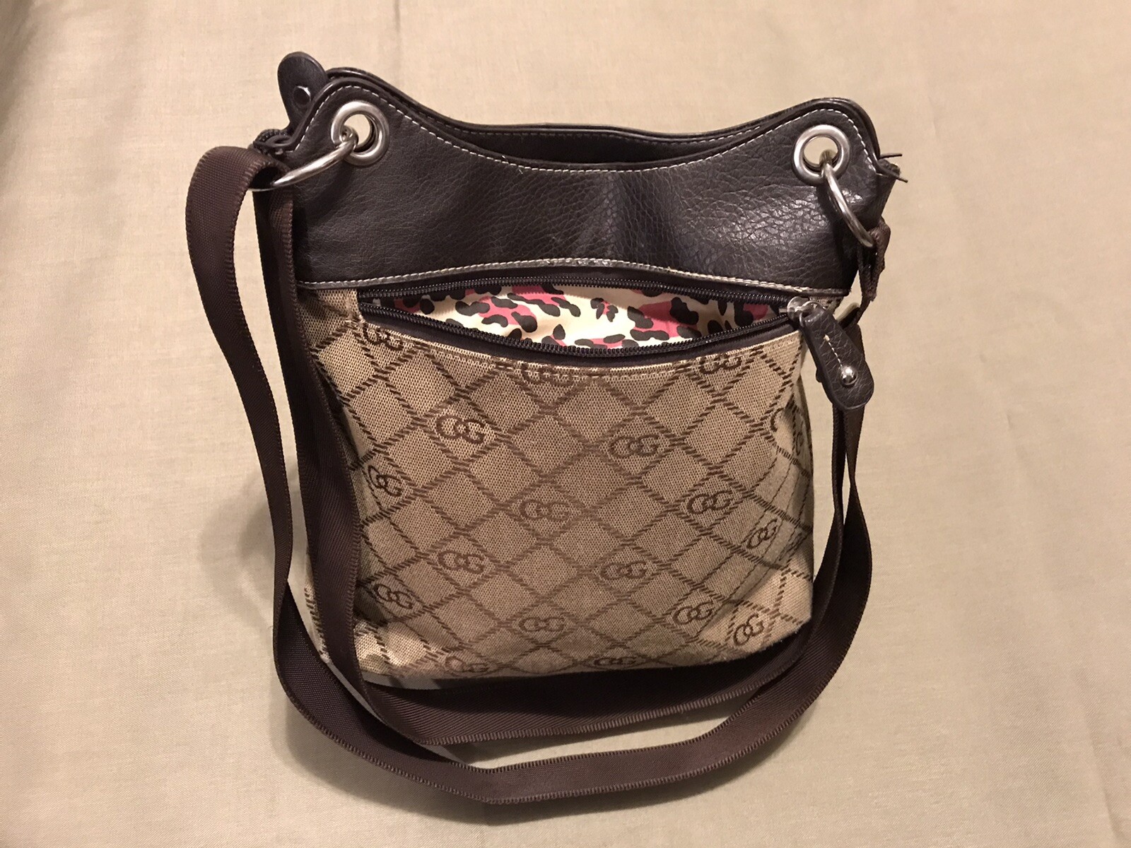 Womens Brown Shoulder Bag Medium Size Silver-Toned Hardware 11×9.50×3″