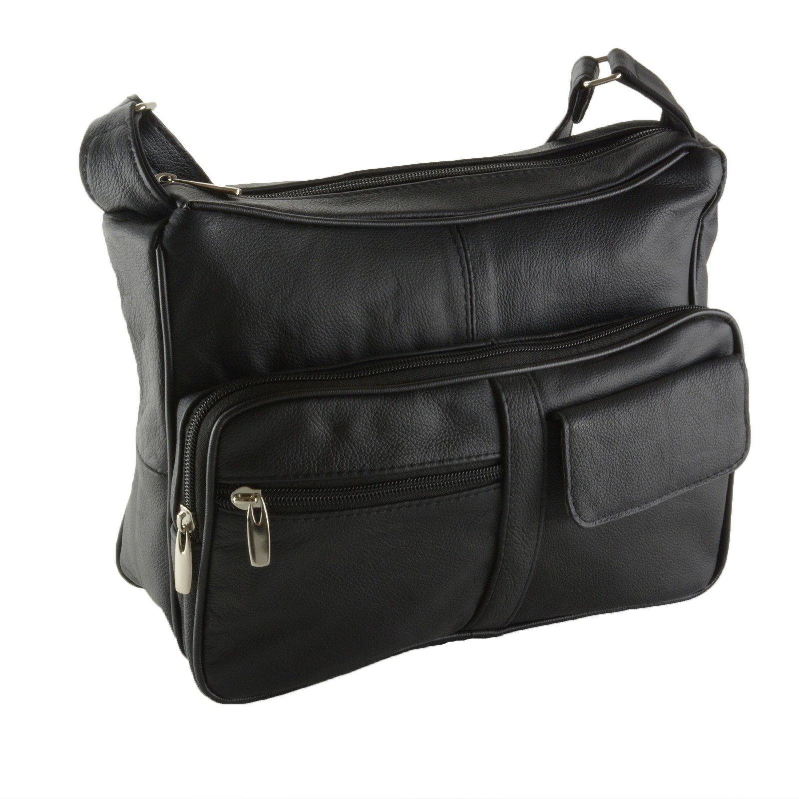 Women’s Genuine Leather Cross Body Shoulder Strap Organizer Purse, (One Size)