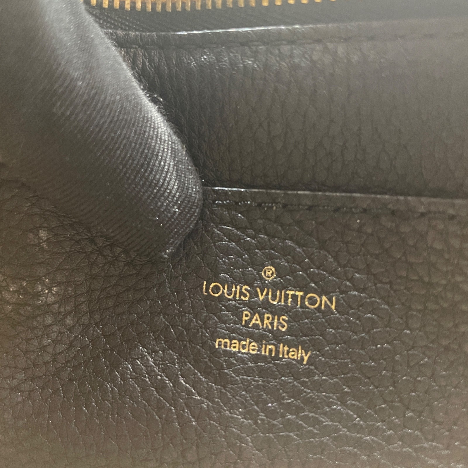 Louis Vuitton Pont 9 black calfskin crossbody bag with gold-tone hardware.