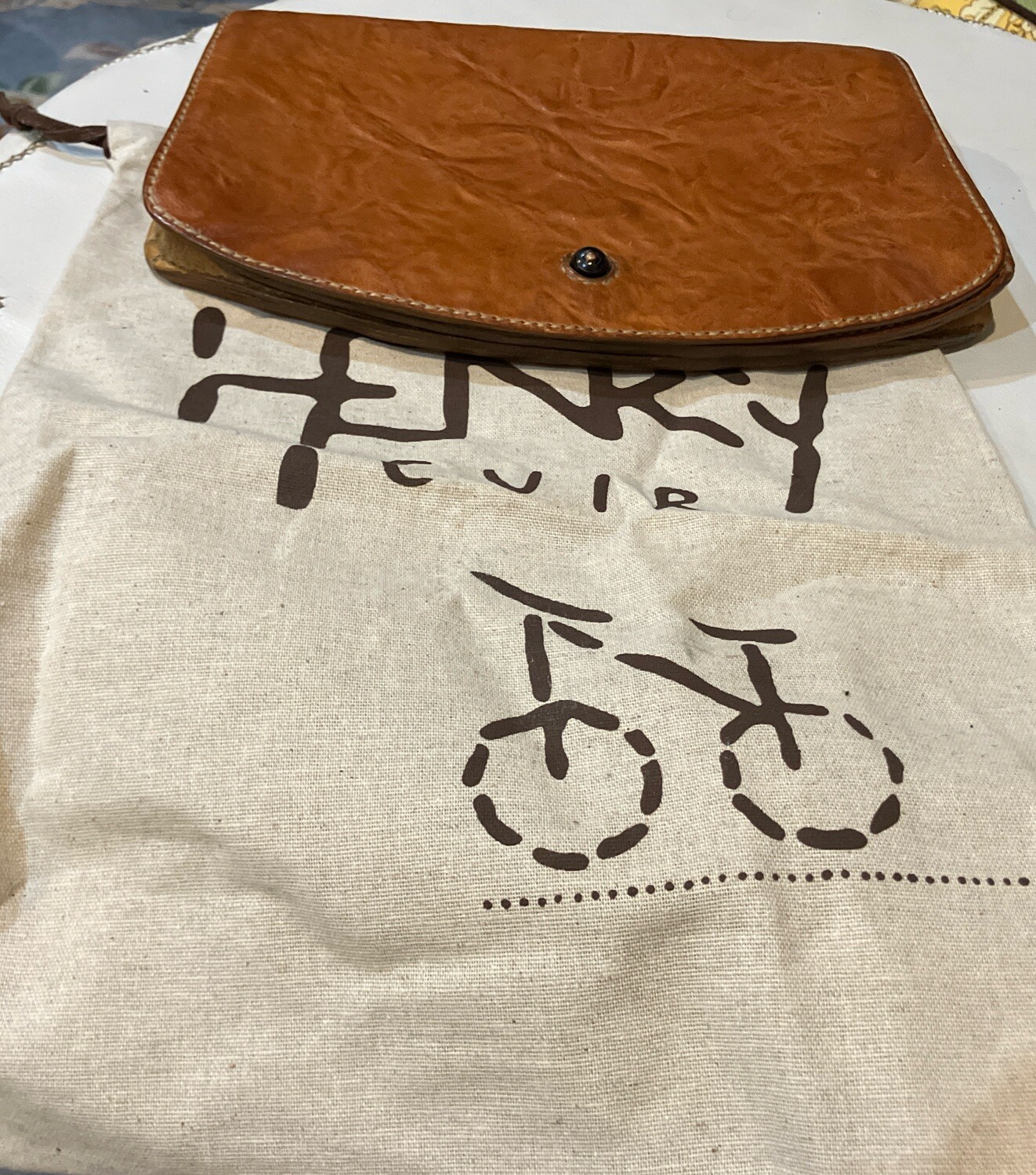 Henry Cuir Vintage Creta Leather Clutch Purse Bag New With Tags & Sleeper Italy