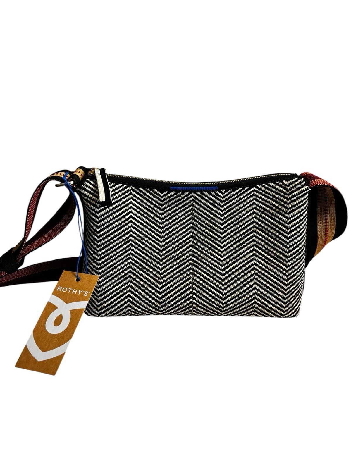 NWT Rothy’s The Casual Crossbody Dark Mist Black Chevron Adjsutable SOLD OUT