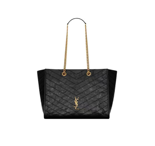SAINT LAURENT Niki Leather Tote Bag for Women in Black 13.0*5.5*10.6 in