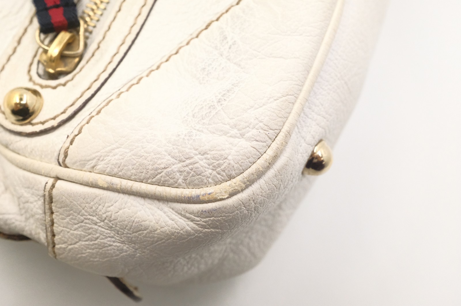 Authentic Gucci Chain Shoulder Bag, Web Stripe Leather, 152462