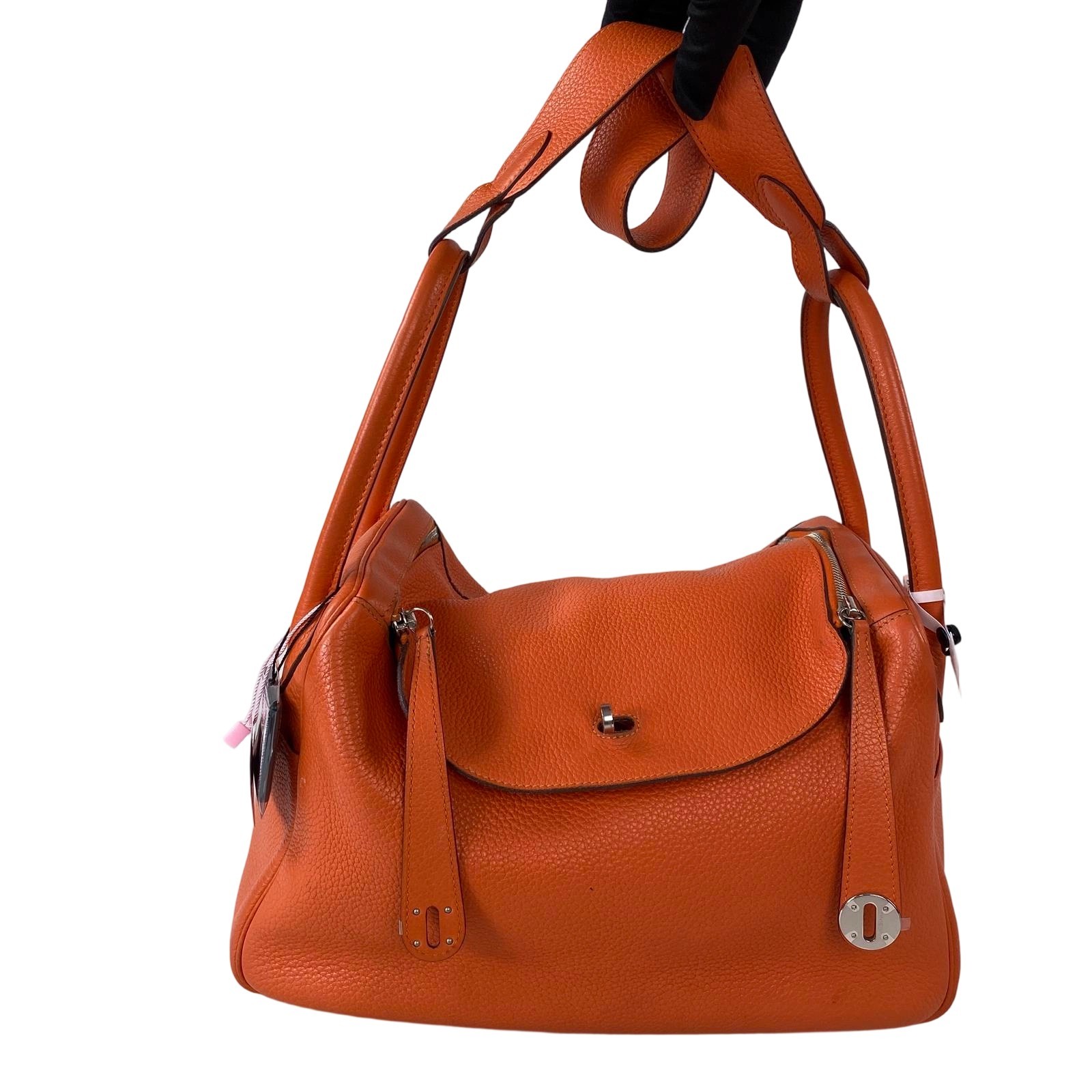 Authentic Pre-Owned Hermès Lindy 30 Orange Taurillon Clemence Handbag/Crossbody