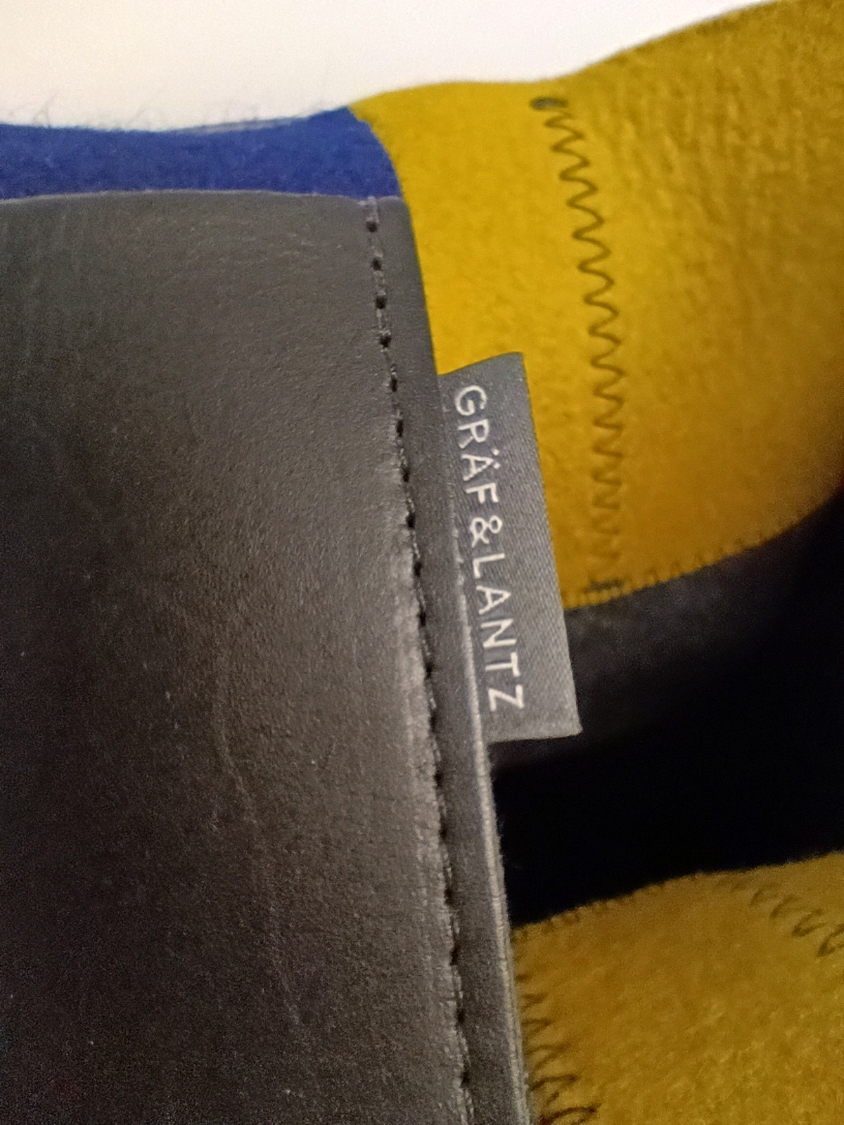 Graf & Lantz Colorblock Tote Dark Gray / Mustard Wool Felt Leather Handles