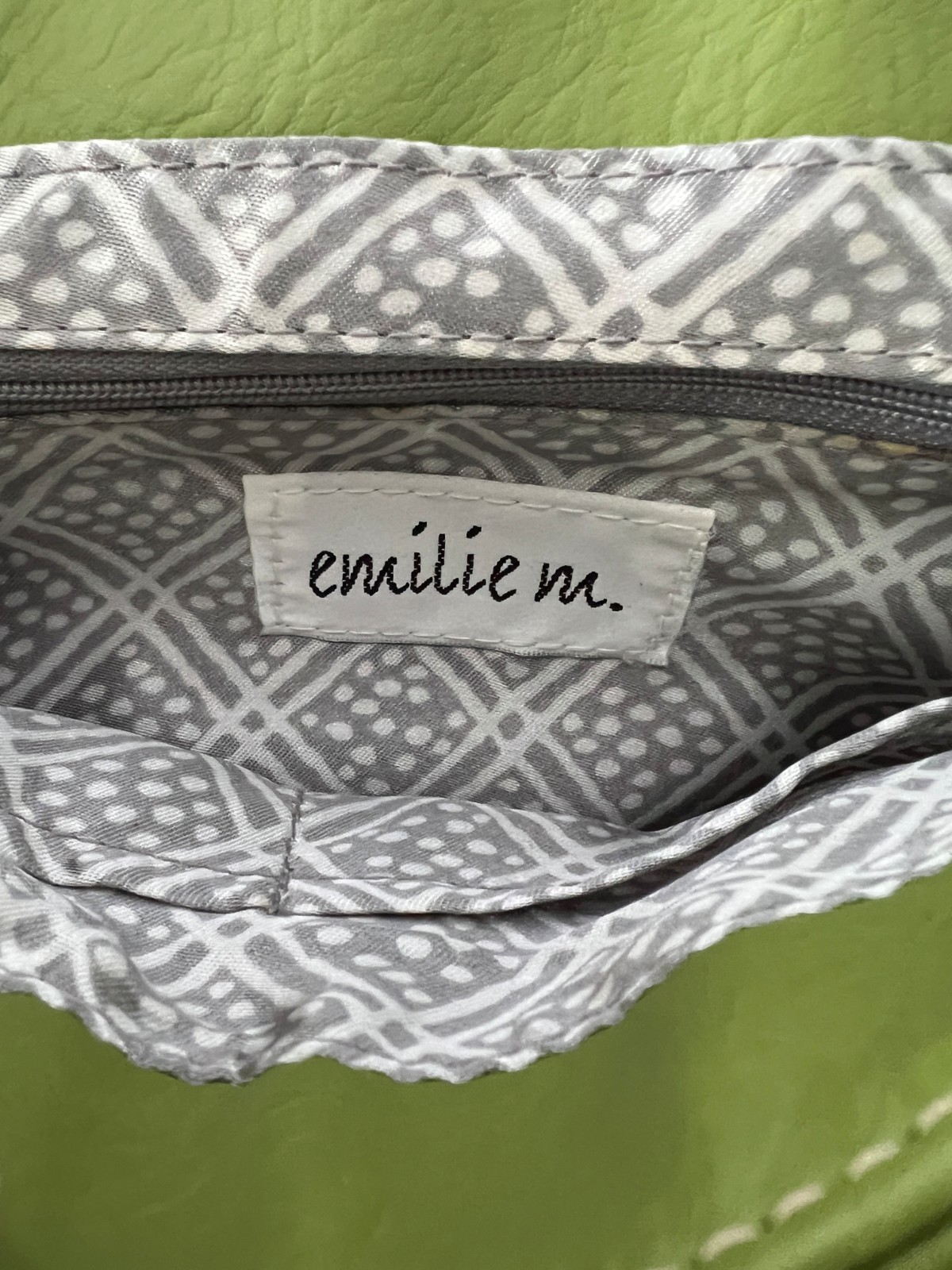 Emilie M Olive Green Simulated Leather Shoulder or Crossbody Bag, EC