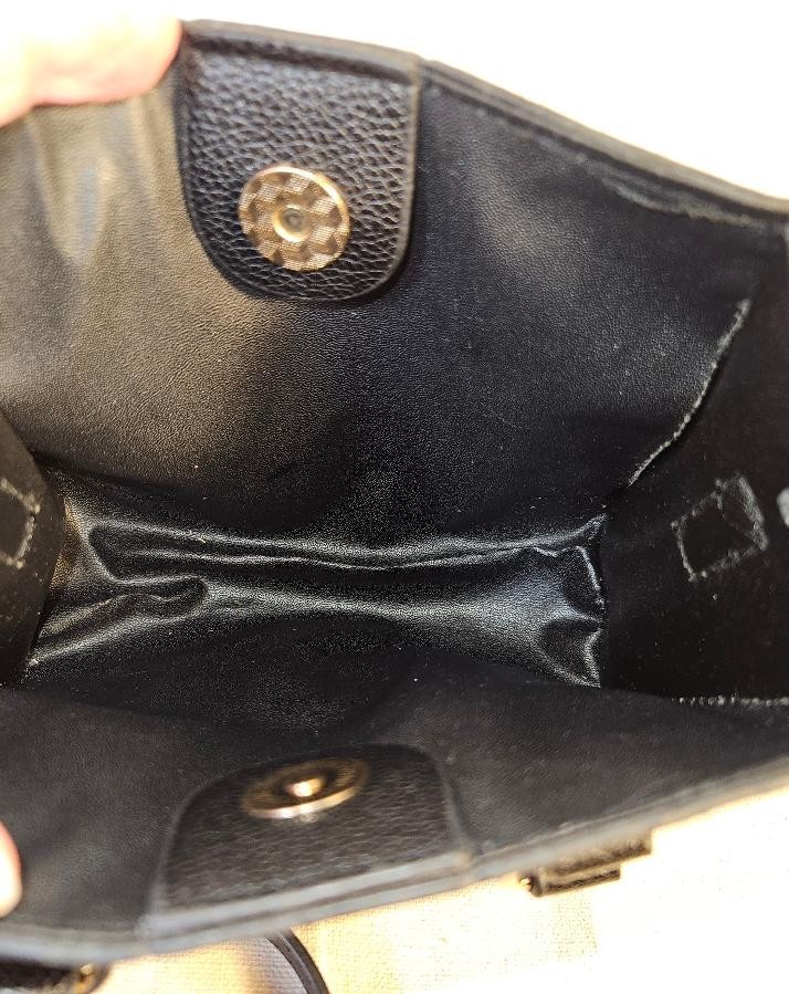 Black Ivory Floral Monogram Mini Satchel Crossbody Bag Gold Chain Strap