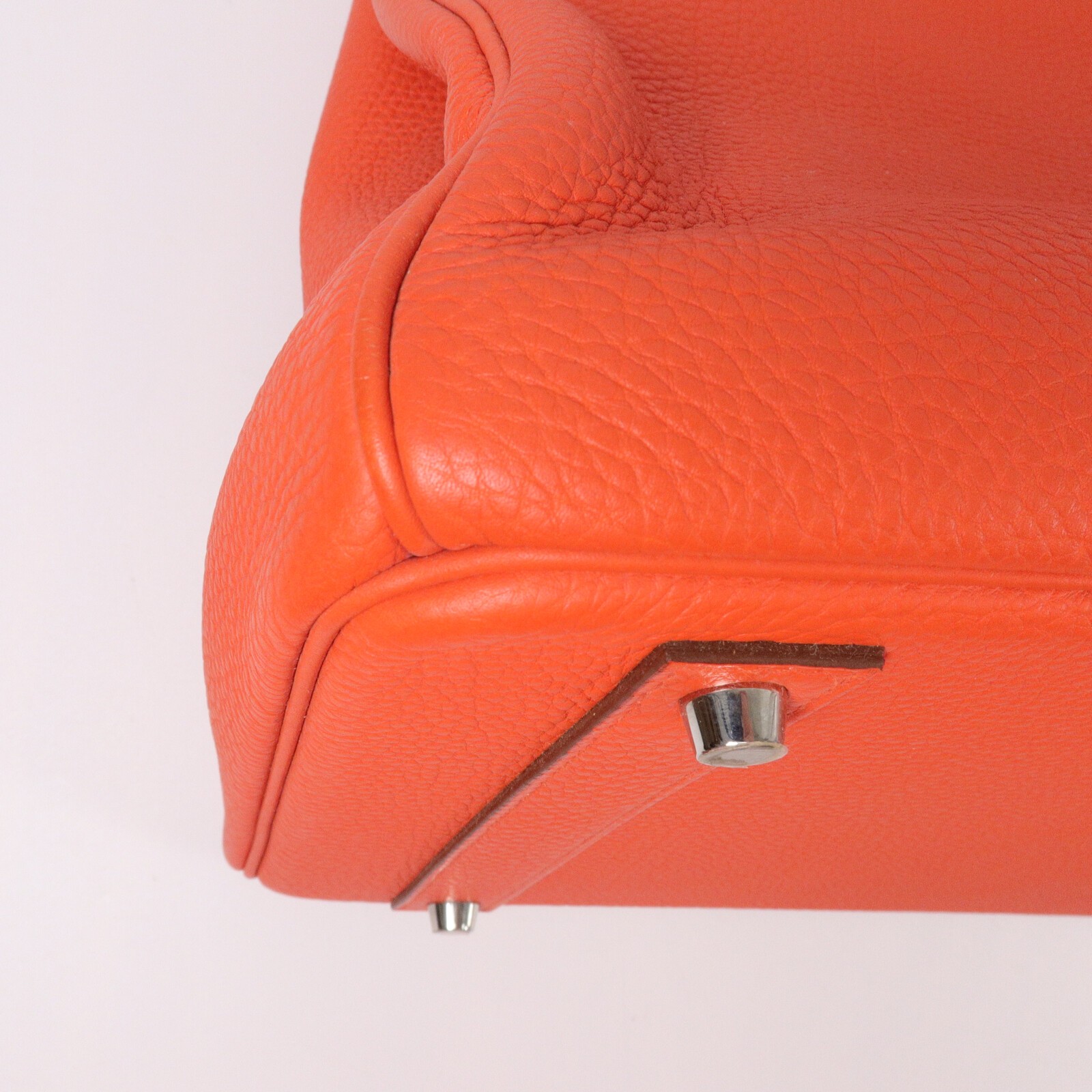 HERMES PHW Birkin 40 Handbag Togo Leather Orange Poppy
