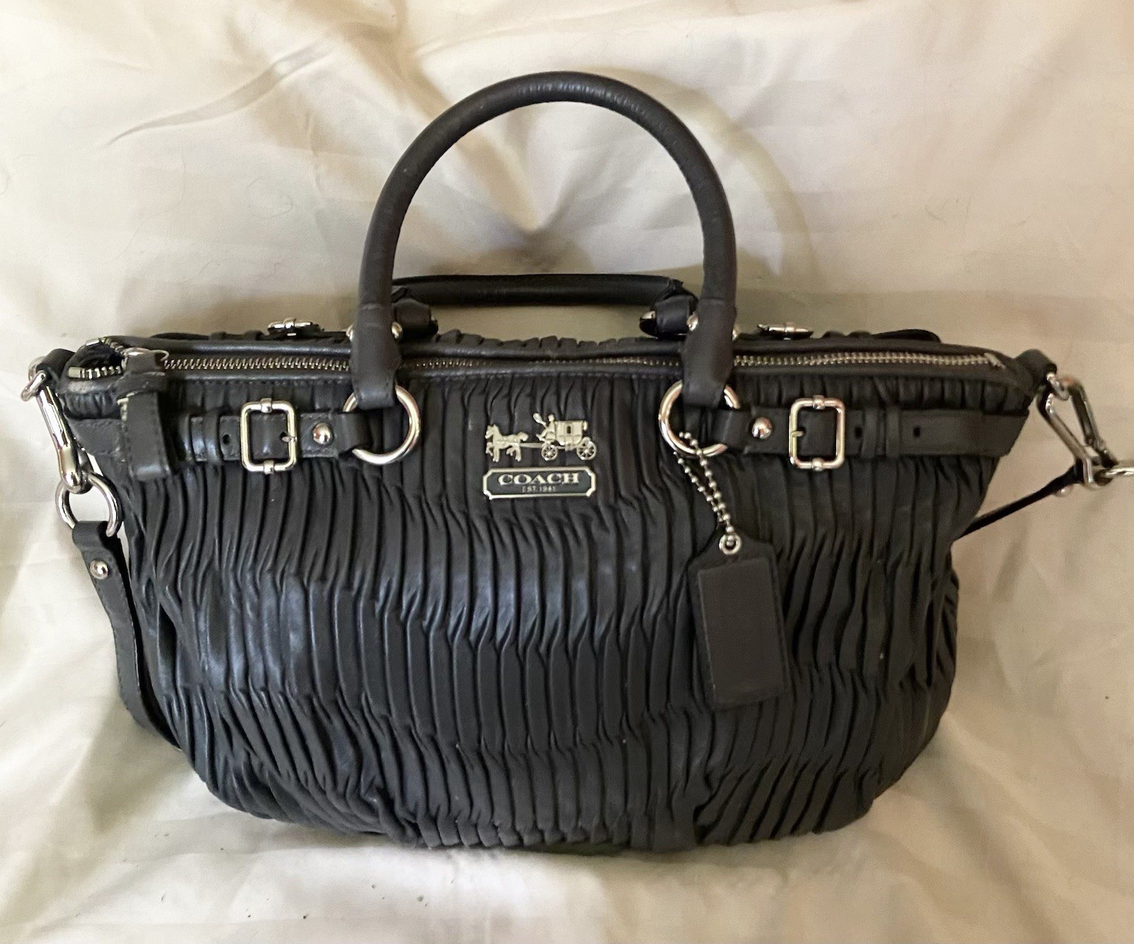 Coach Madison Sophia Pleated leather Satchel; Blue Interior