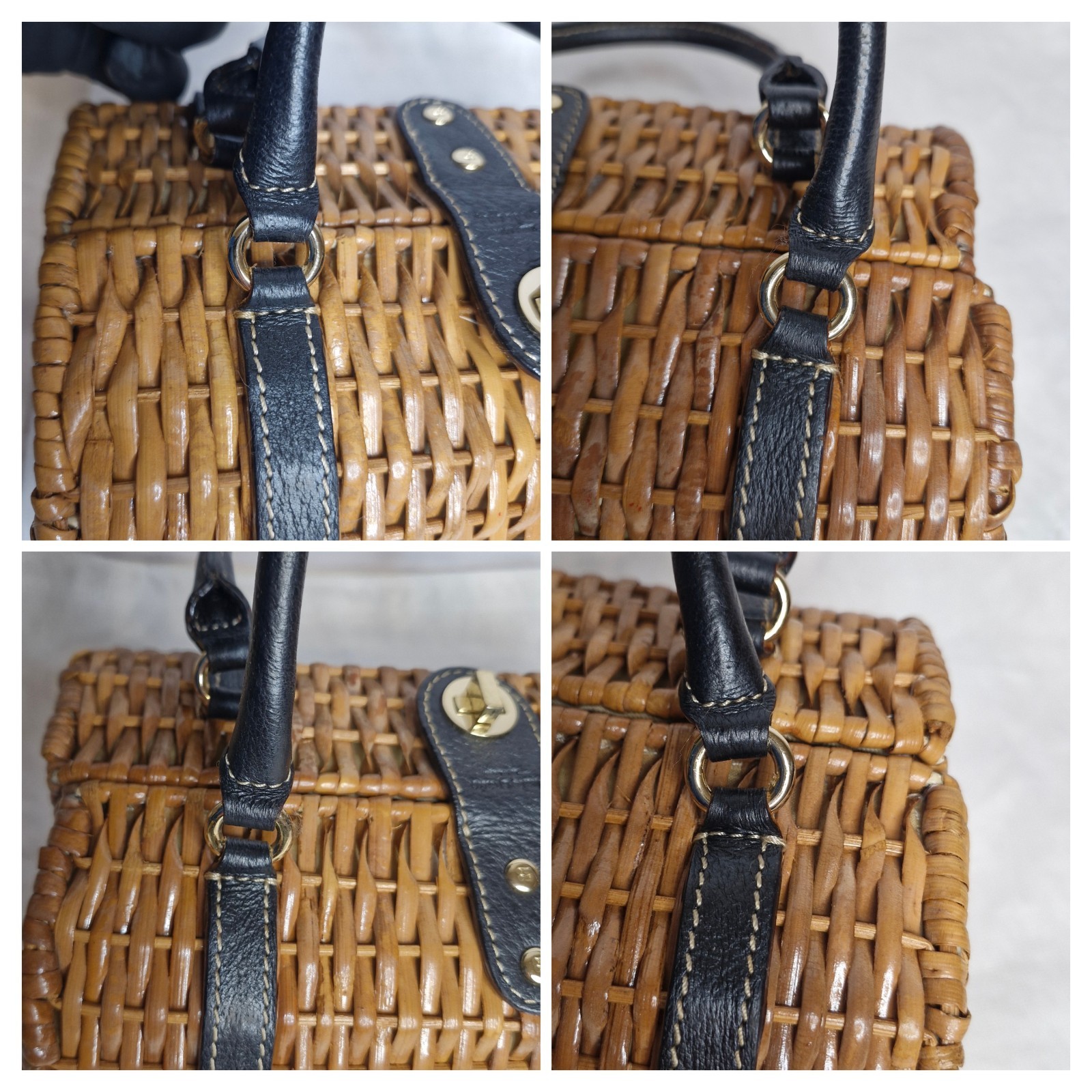 Kate Spade New York Woven Monaco Roll Bag Cute Good Condition Latch Close