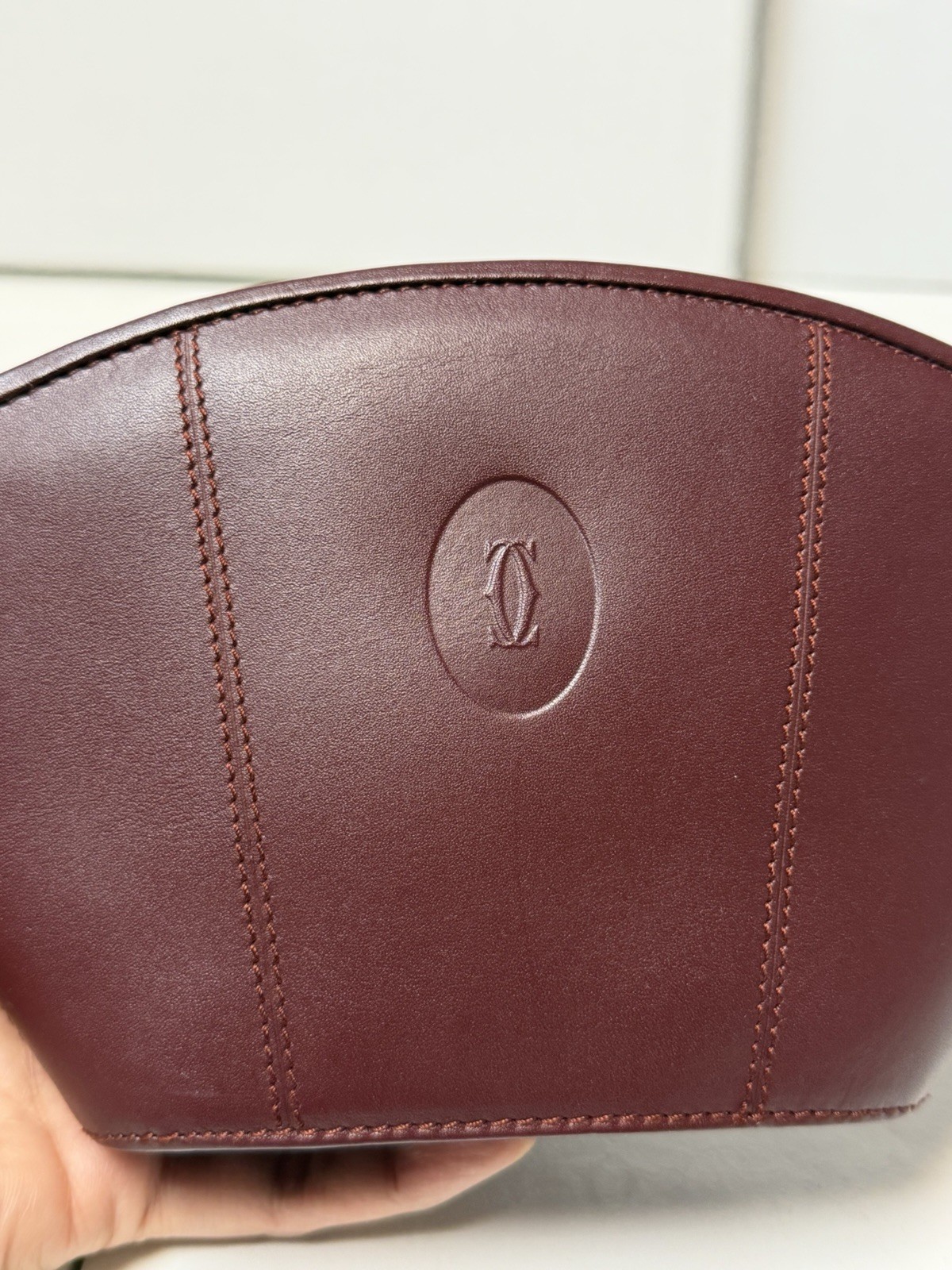 Must de Cartier Accessory Case 2C Logo Vanity Bag Bordeaux Multi-Pouch Leather