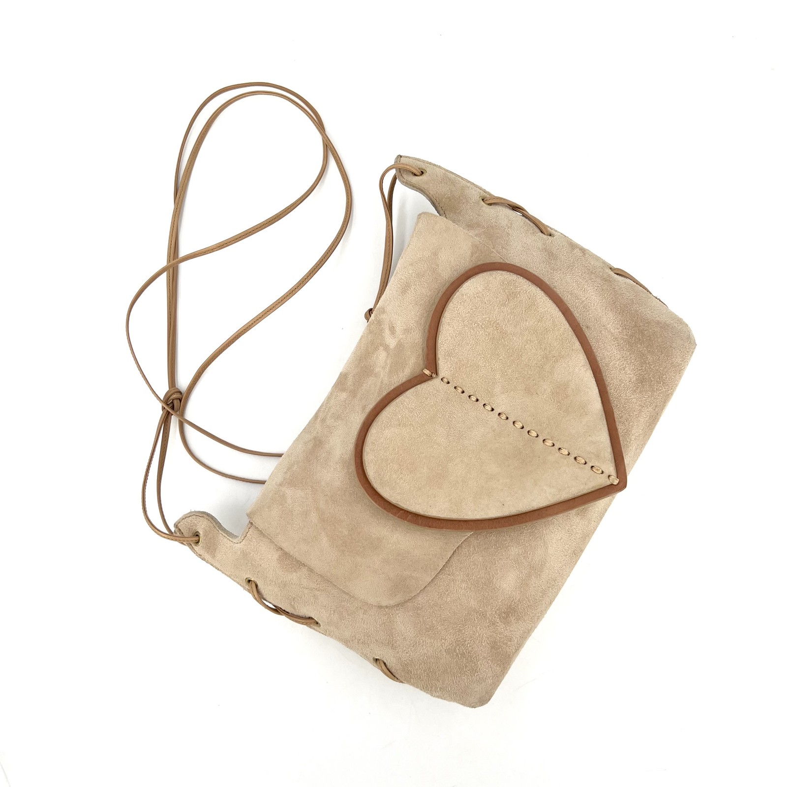 Gucci Heart Suede Series Normal Size Beige Suede Crossbody Bag US Ship