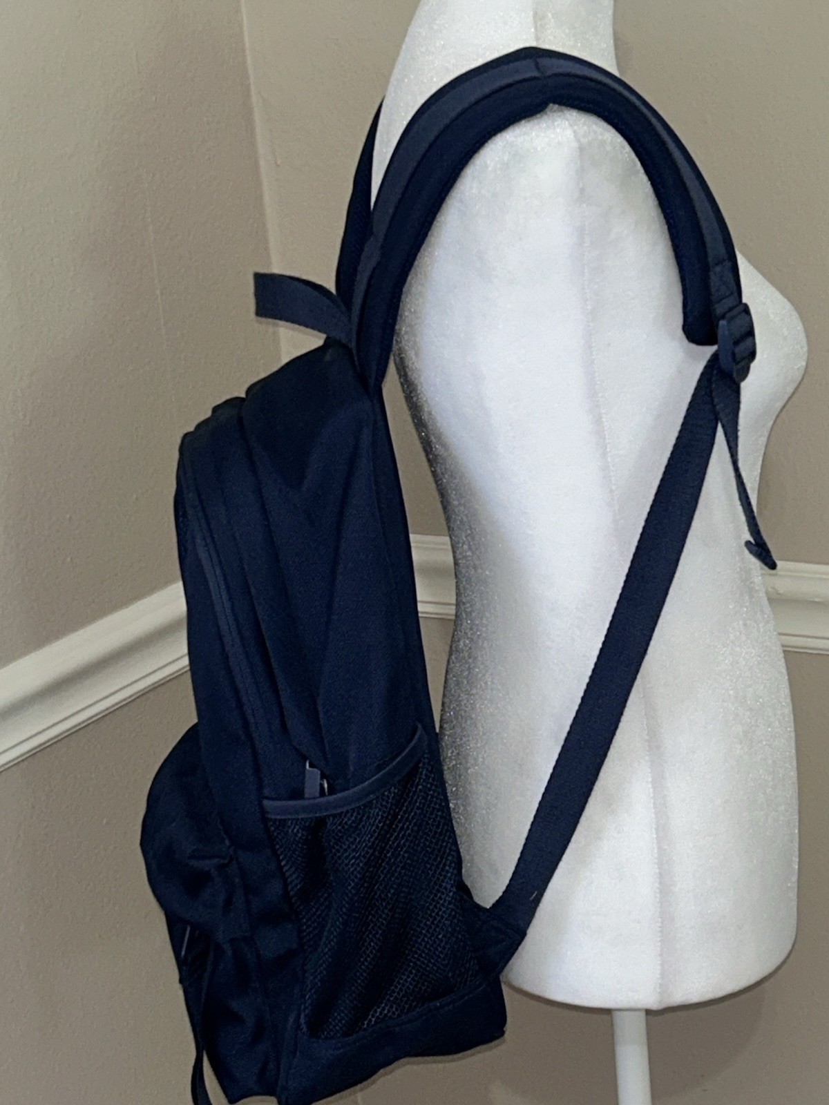 Victorias Secret Pink Ivy Classic Canvas Backpack Navy Padded Straps Large EUC