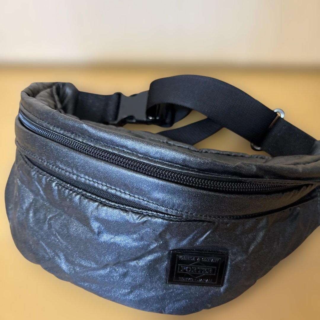 Porter Girl Shooting Star Lame Black Waist Bag Women Rare Yoshida Kaban Model Li