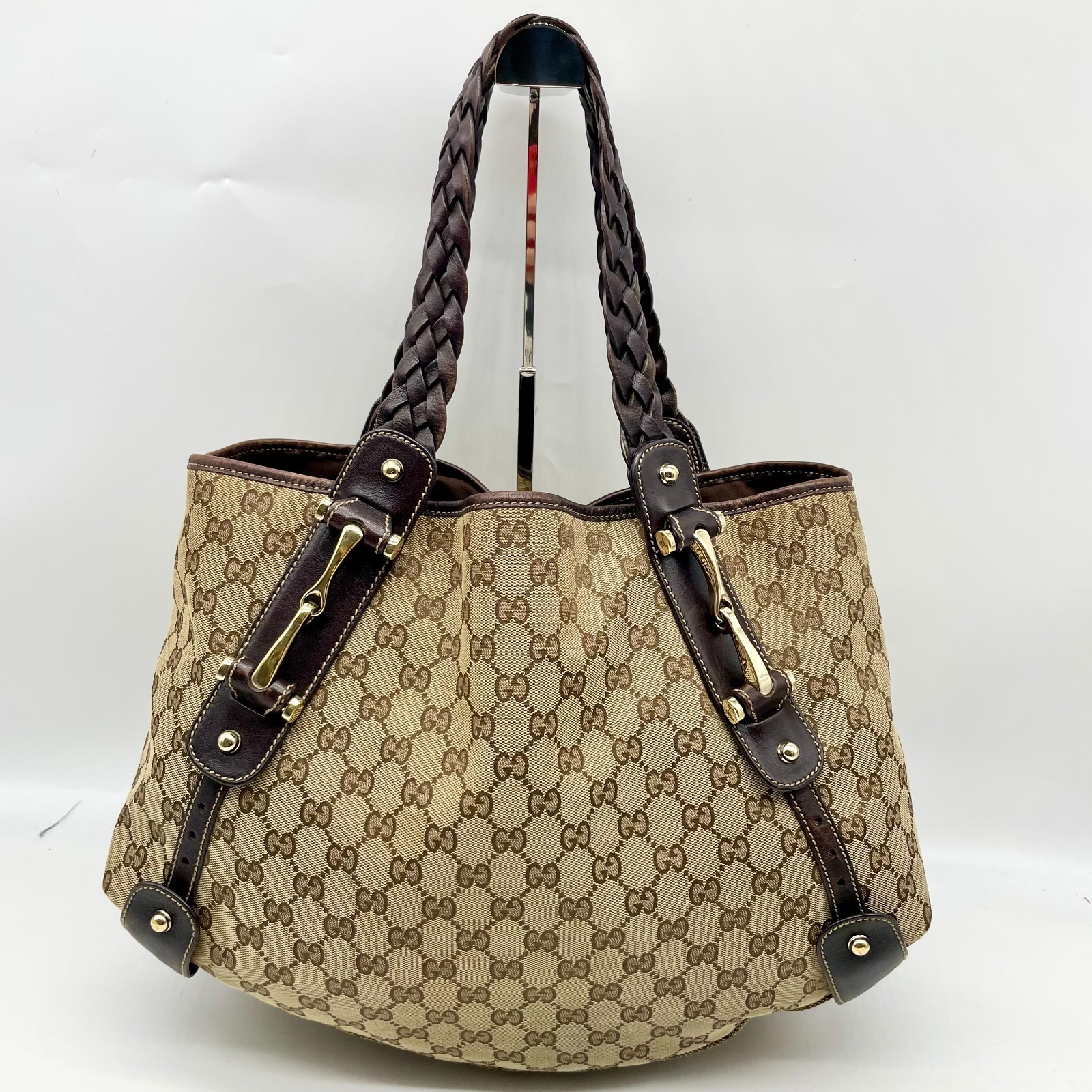 Gucci Horsebit Shoulder Tote bag Handbag Brown Leather 137621 Y2K bag Authentic