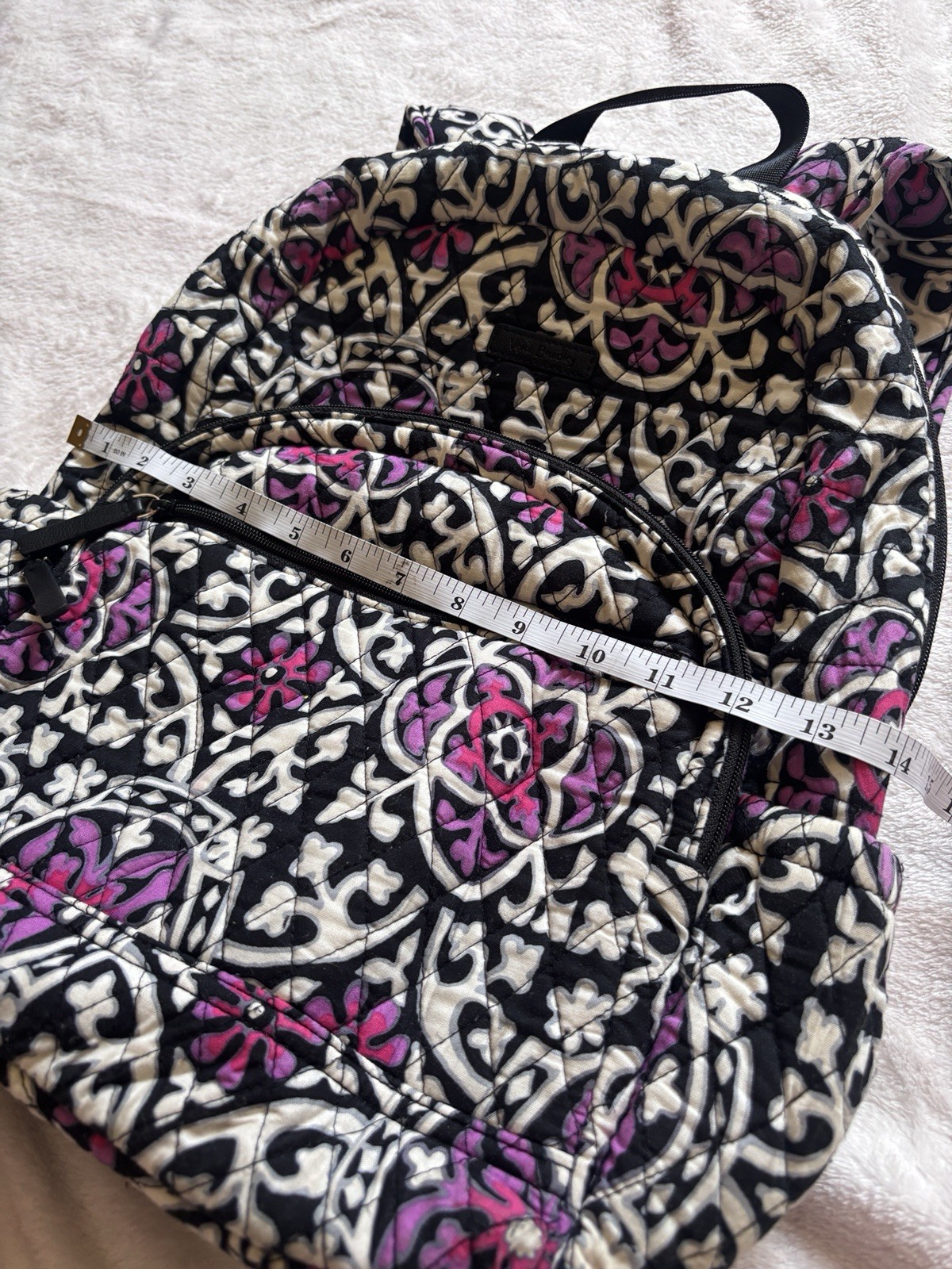 Vera Bradley Suzani Retired Quilted Campus Backpack Black Pink Purple Floral Y2K