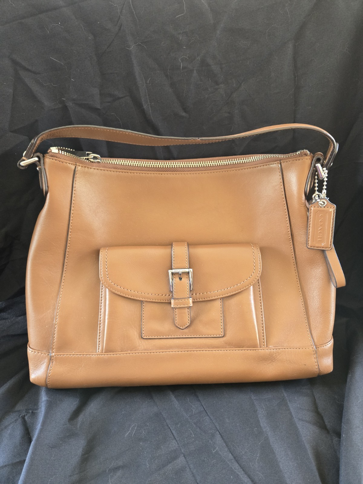 Coach Brown Legacy Medium Hobo Shoulder Bag Zip & Magnetic Flap Pocket, Charm