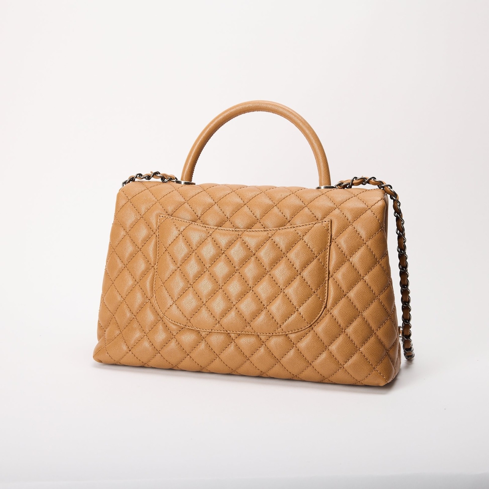 Chanel Coco Handle Jumbo Camel Caviar Leather with Aged Gold Hardware