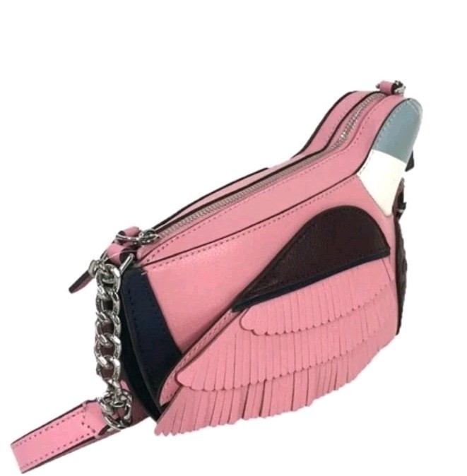 KATE SPADE “LOVE BIRDS” LEATHER CROSSBODY HANDBAG PINK BLUE AND MULTICOLORS New