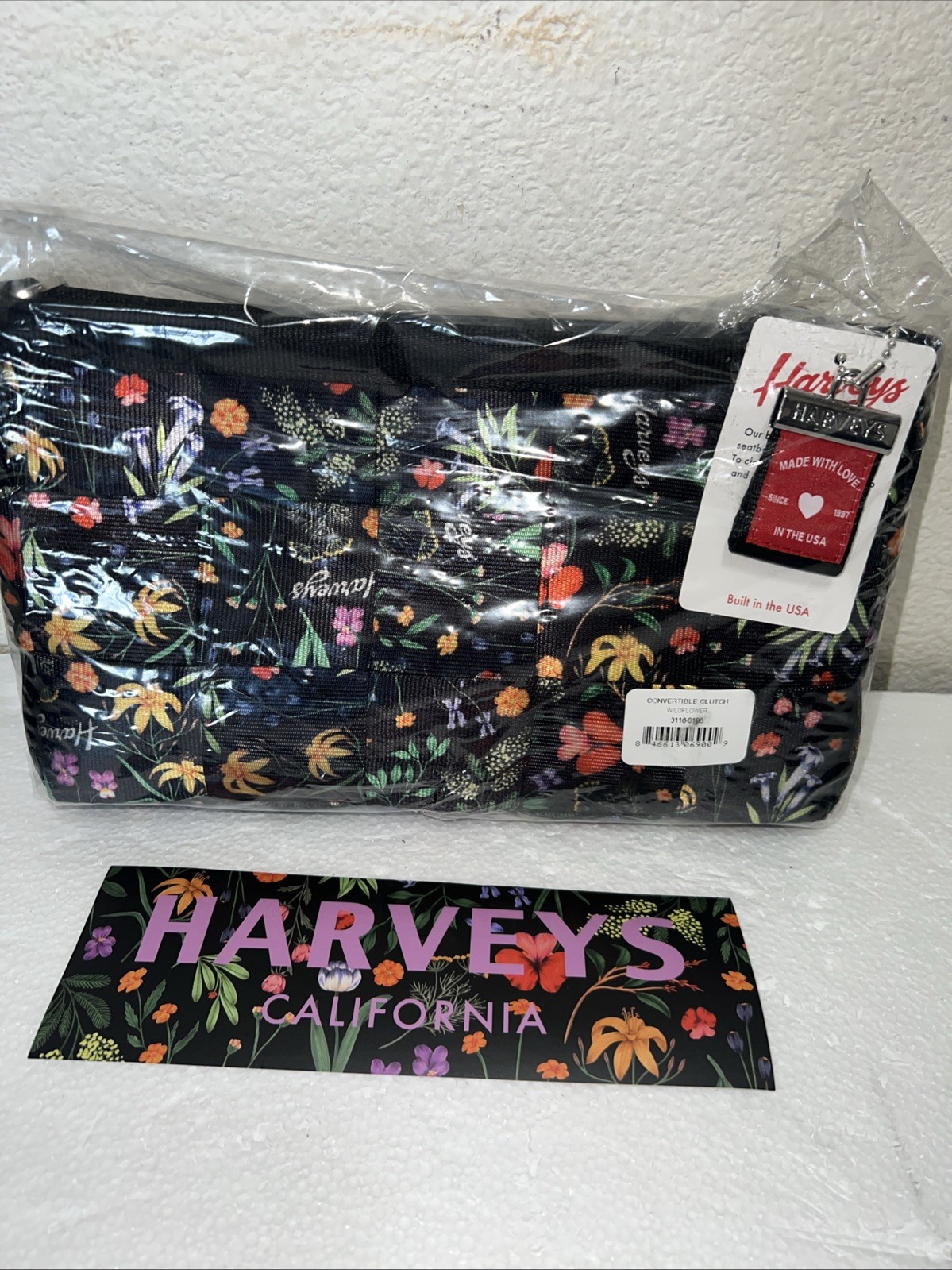 harveys seatbelt Wildflower Convertible Clutch With Sticker