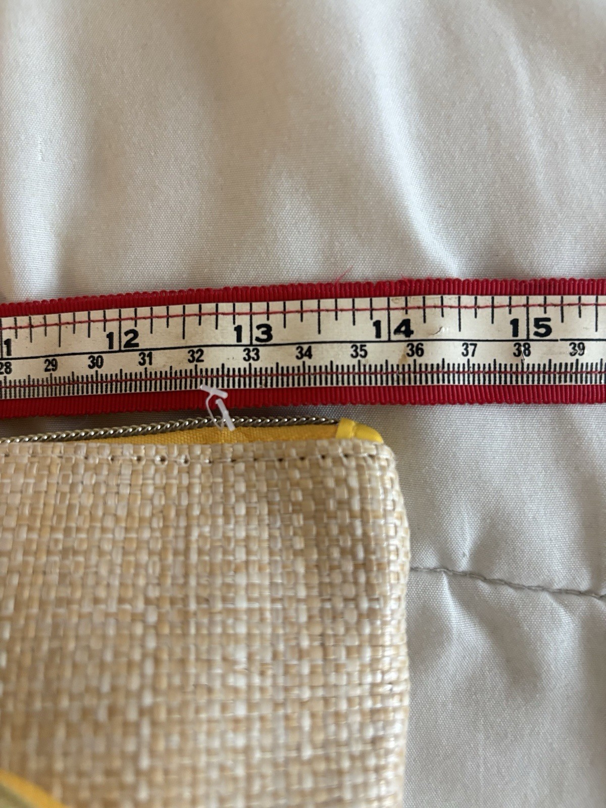 NWT Dabney Lee Natural Looking Straw Pouch w Yellow Accents Embroidered Lemon