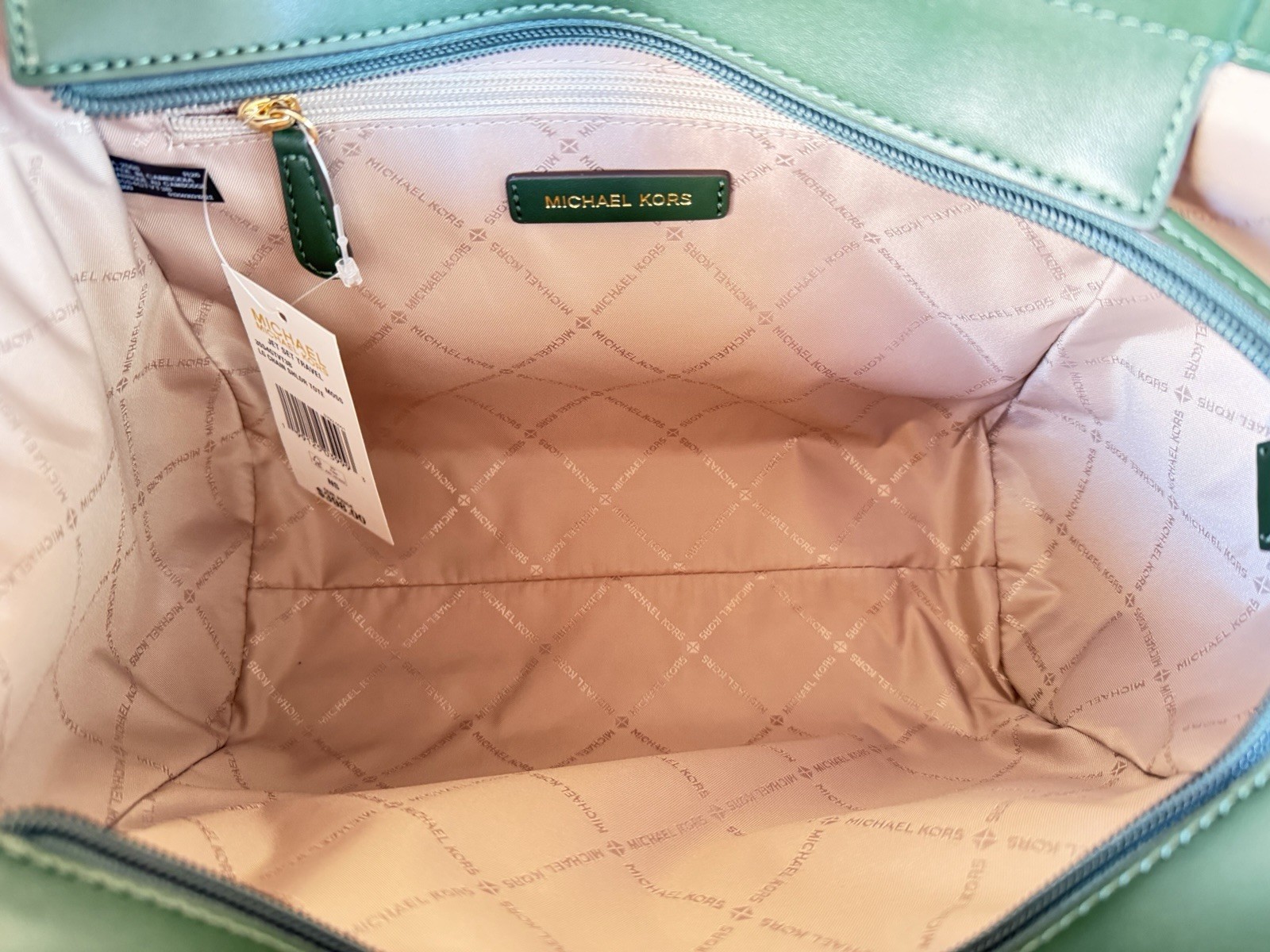 Michael Kors Jet Set Travel Large Shoulder Chain Tote Bag MK Moss Green Multi