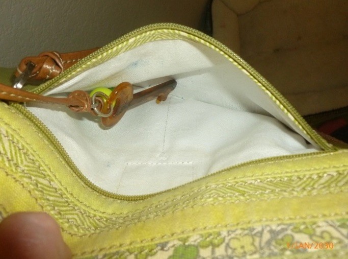 Fossil Key-Per Crossbody Bag Lime Green Coated Canvas Floral Trim Boho Bag