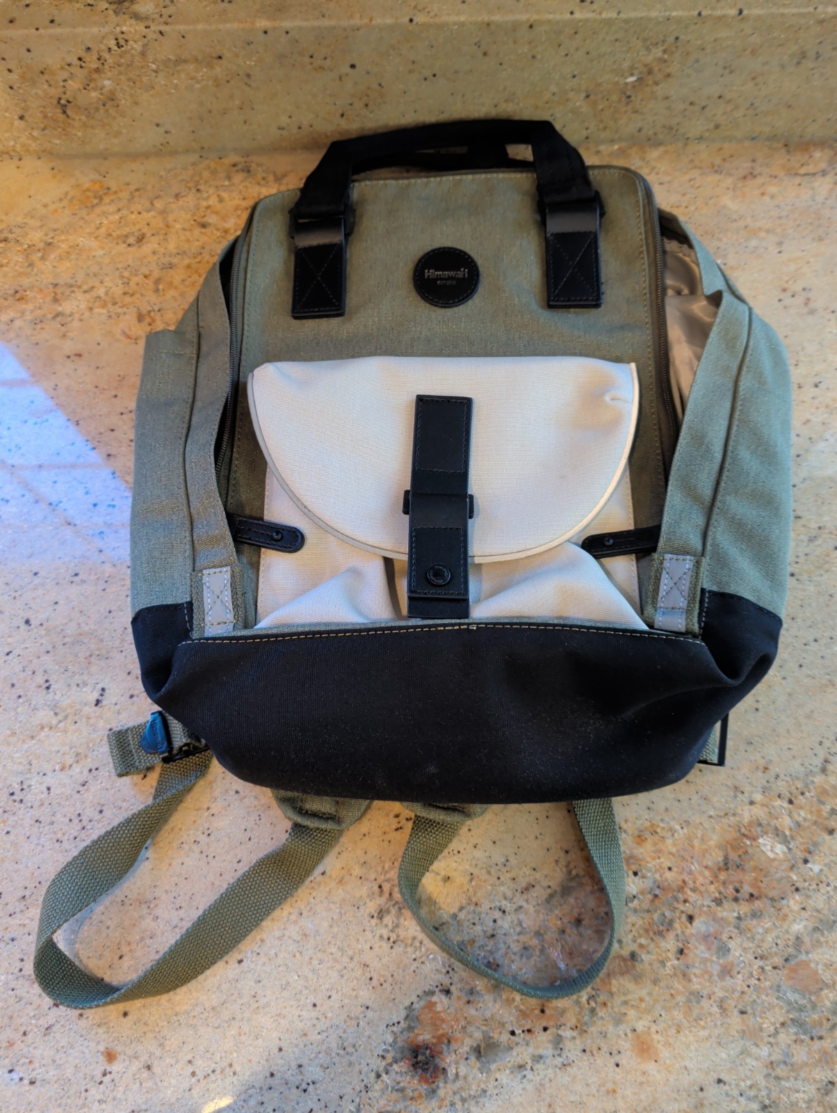 Himawari Backpack Green Small Tablet Pocket Read Please