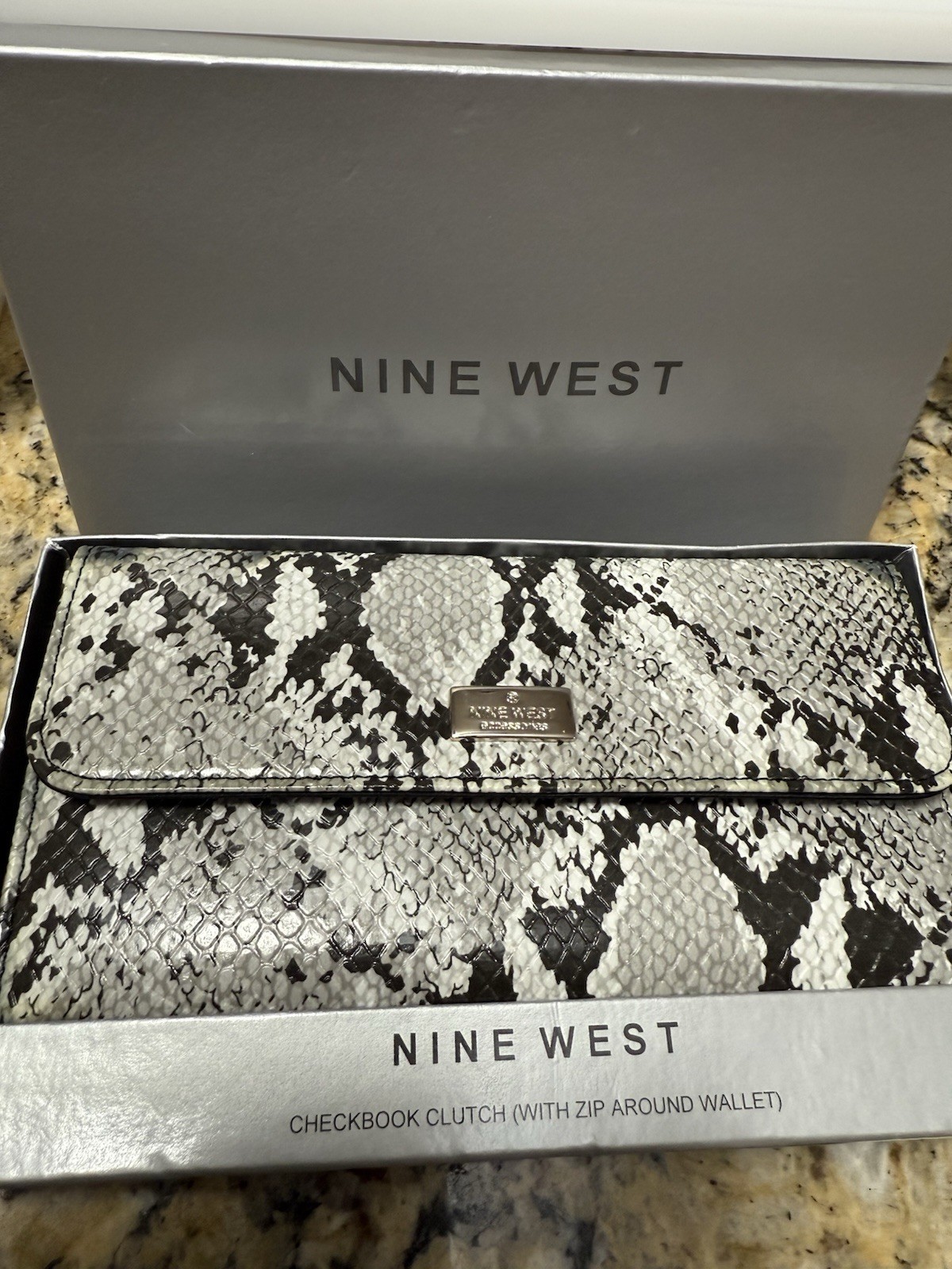 Nine W. Snake Skin Checkbook And Clutch – Measures ￼ 4 X 7 1/4 X 1/2”
