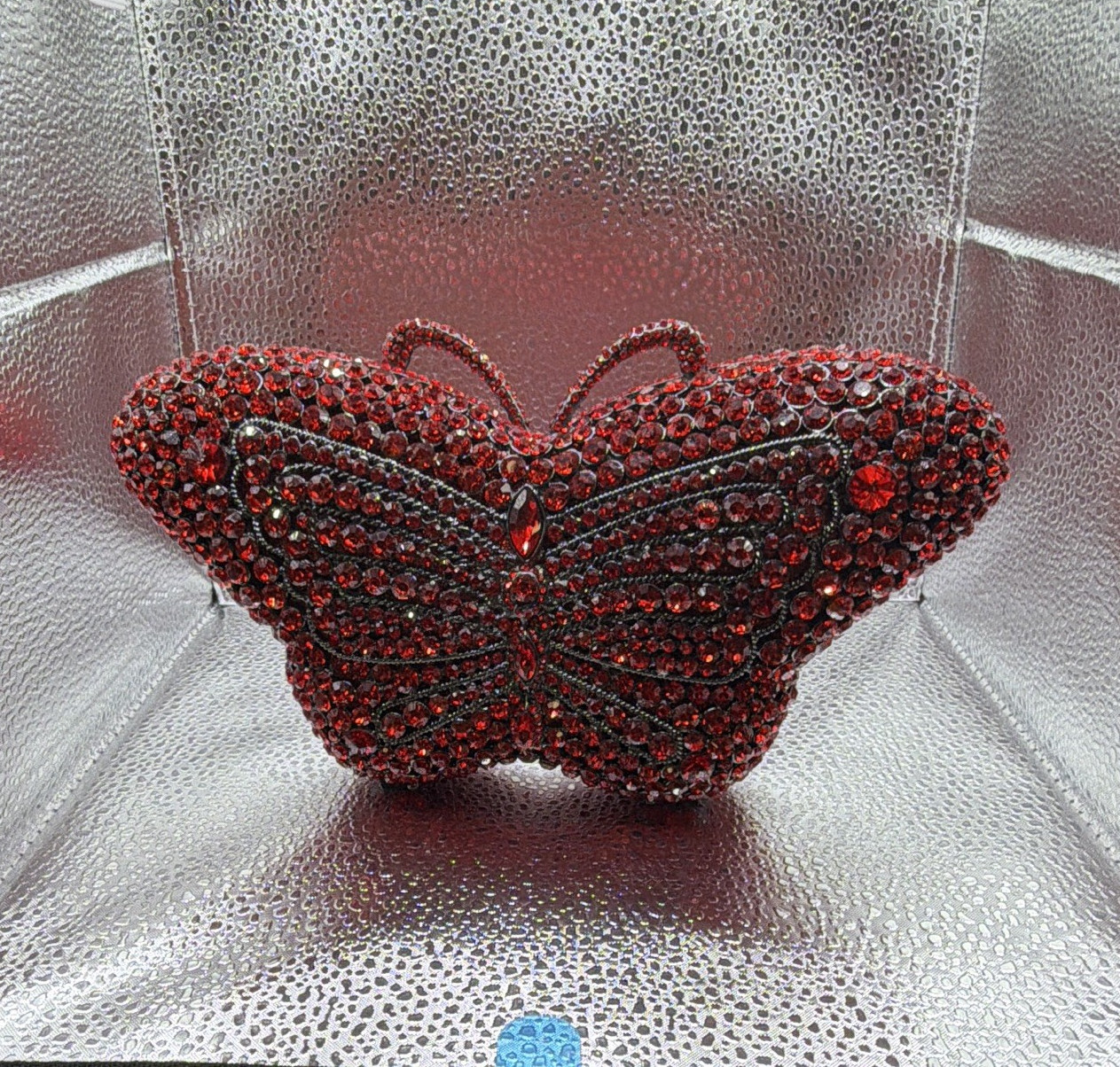 Red Rhinestone & Crystal Butterfly Clutch Handbag for Women Party Formal