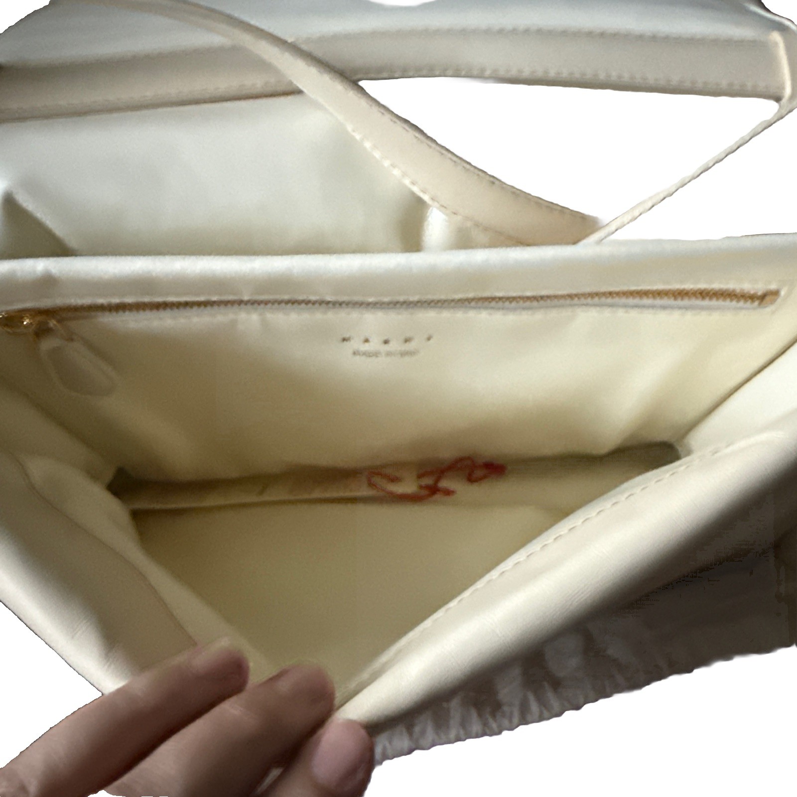 Marni NWD Prisma Foldover Shoulder Bag Purse in Solid Ivory Leather G2U