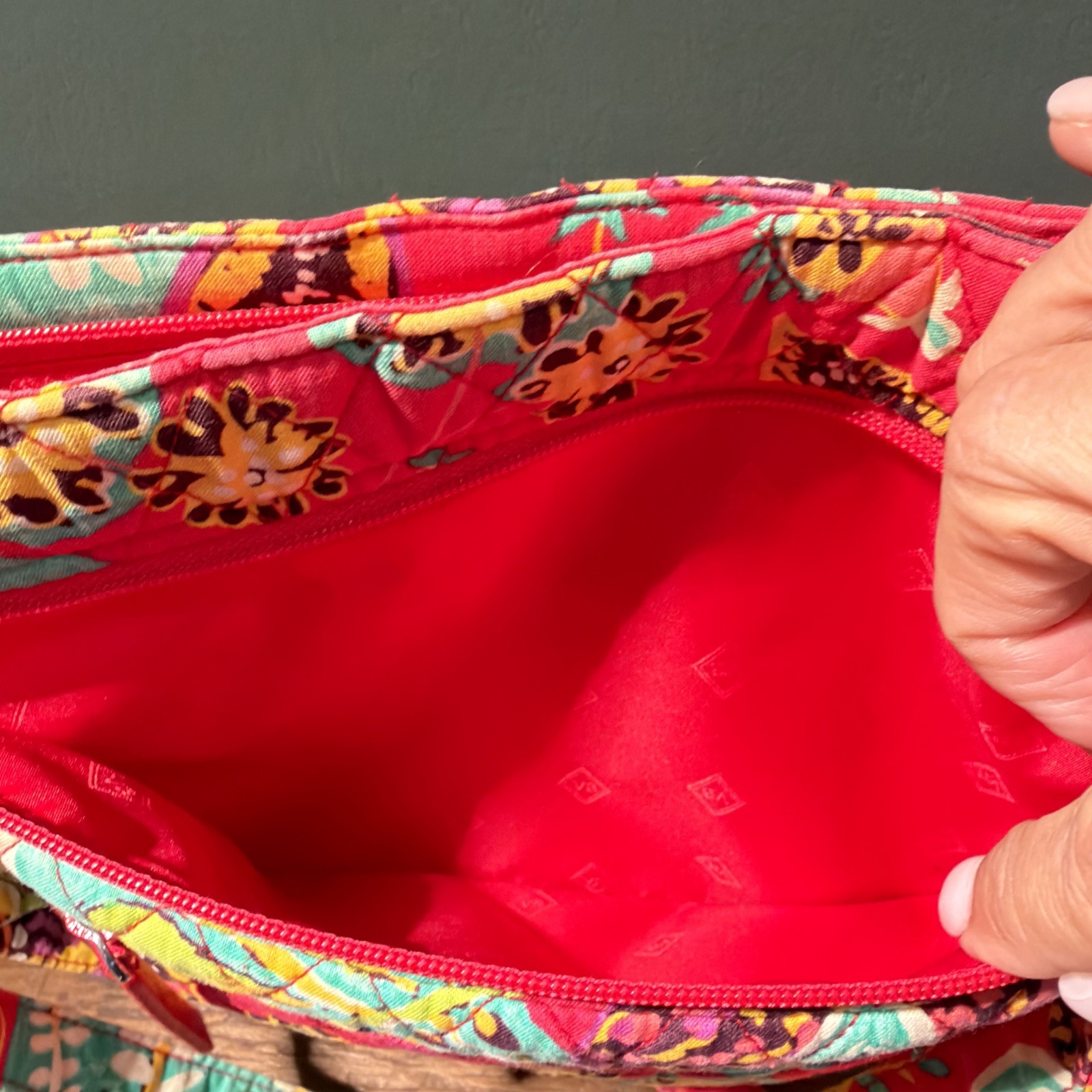 Vera Bradley Triple Zip Hipster Crossbody bag in the Retired Rumba pattern