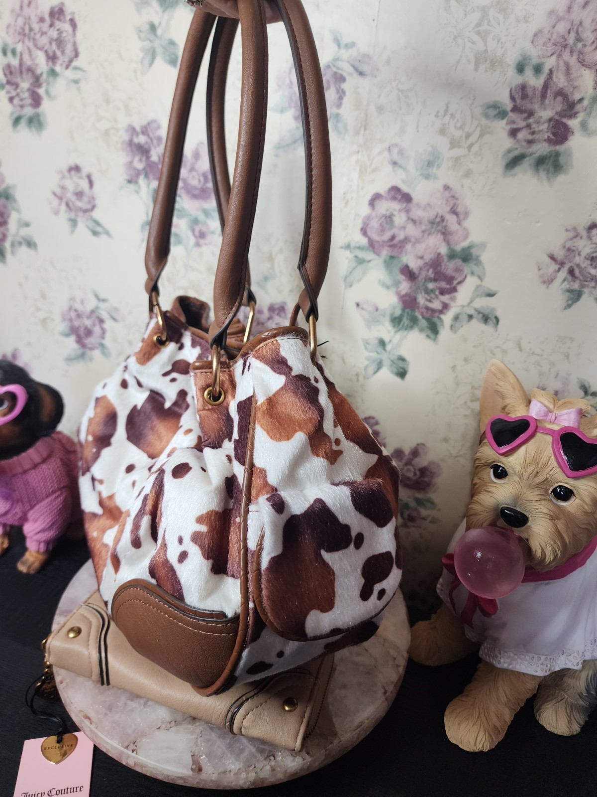 Juicy Couture Romance Cow Satchel Shoulder Bag W/ Matching Wallet