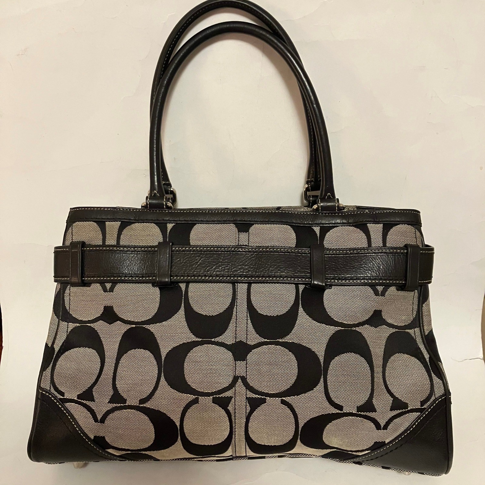 Coach Hamptons Signature Horsebit Tote F13072 Jacquard Leather Shoulder Bag