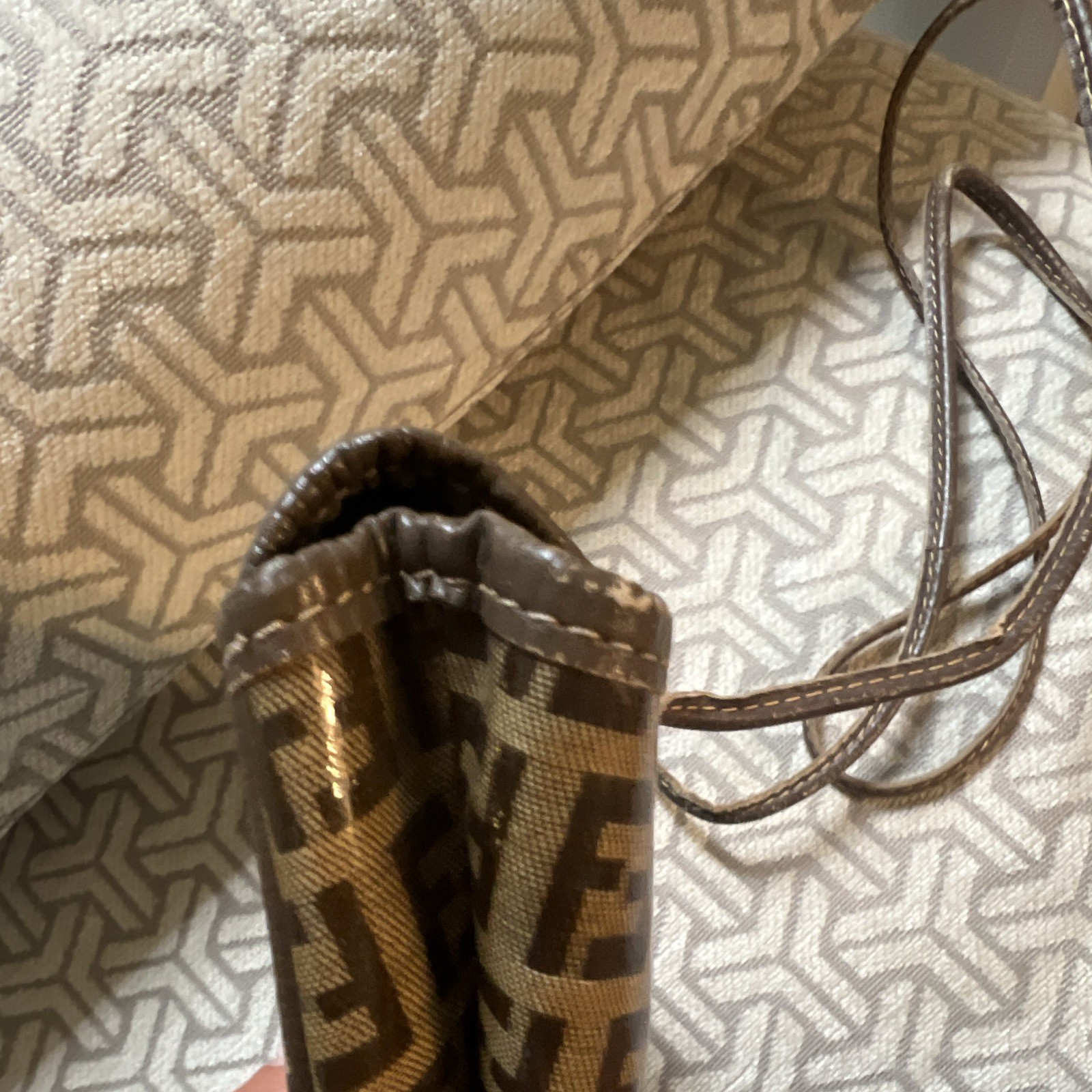 Fendi Zucca FF Brown/Beige Small Crossbody Bag Gold Hardware Magnet w Strap