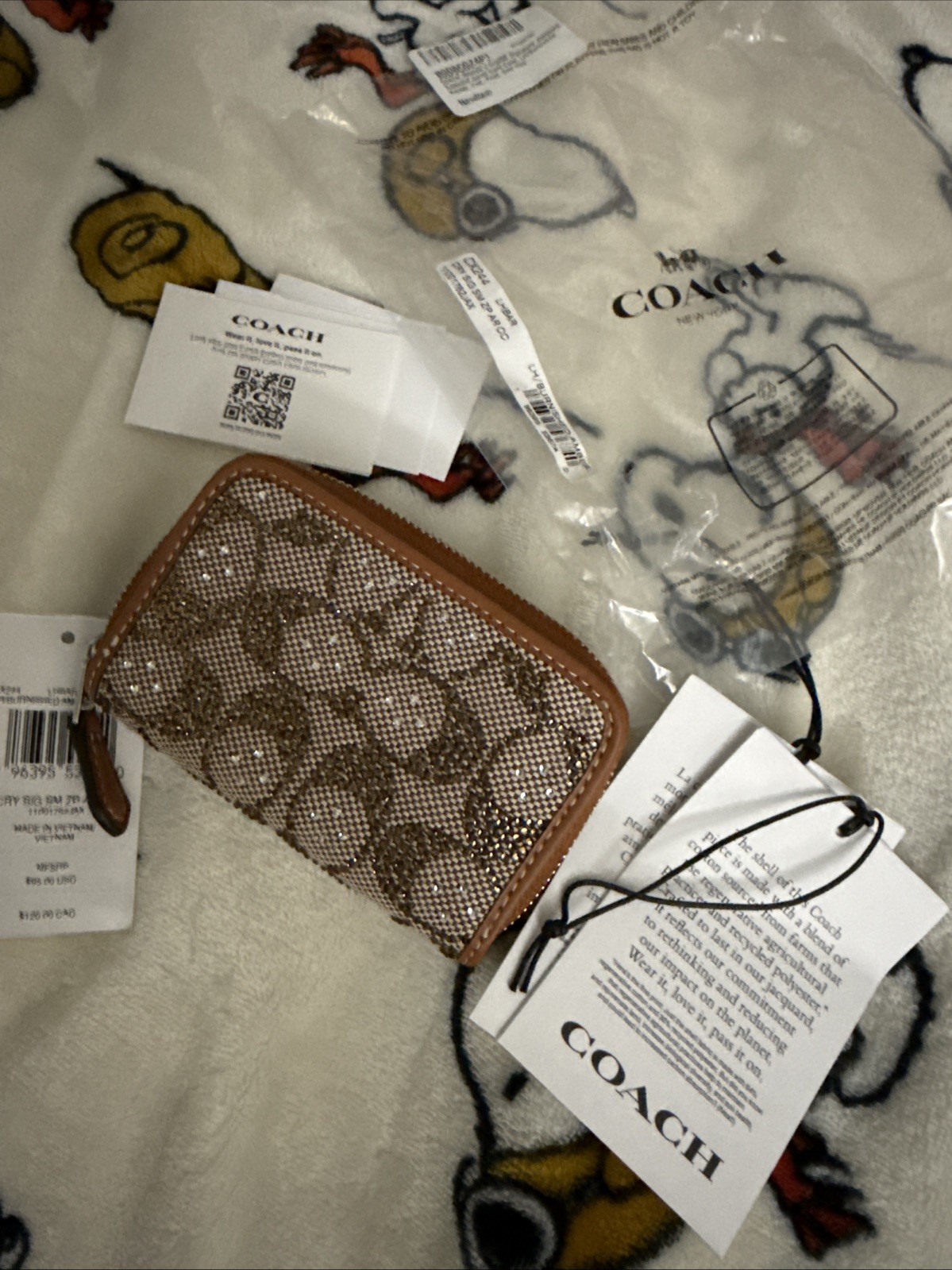 COACH Crystal Curve Zip Shoulder Bag In Signature Jacquard/Burnished Amber NWT