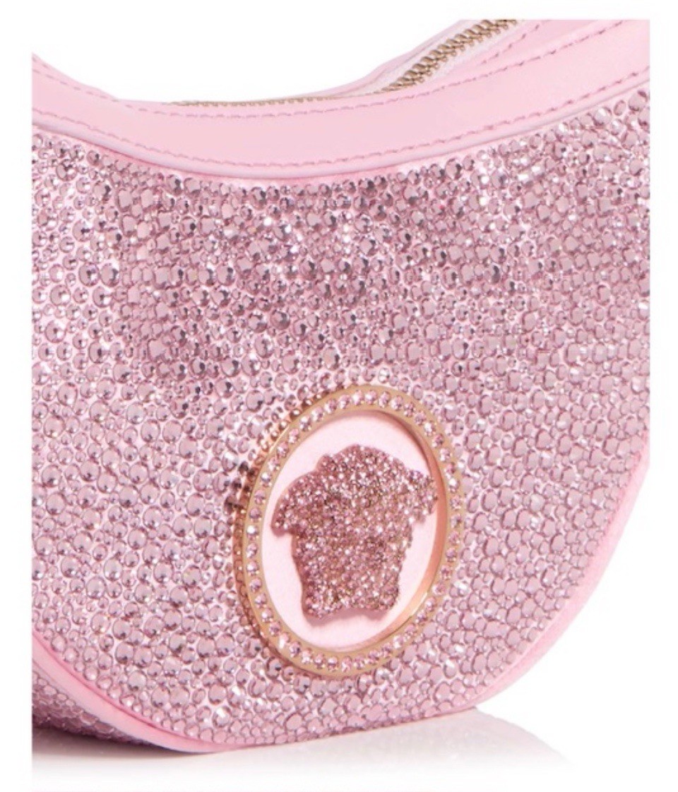 NWT Authentic Versace Crystal La Medusa Mini Hobo Handbag Pink RARE! MSRP $2525