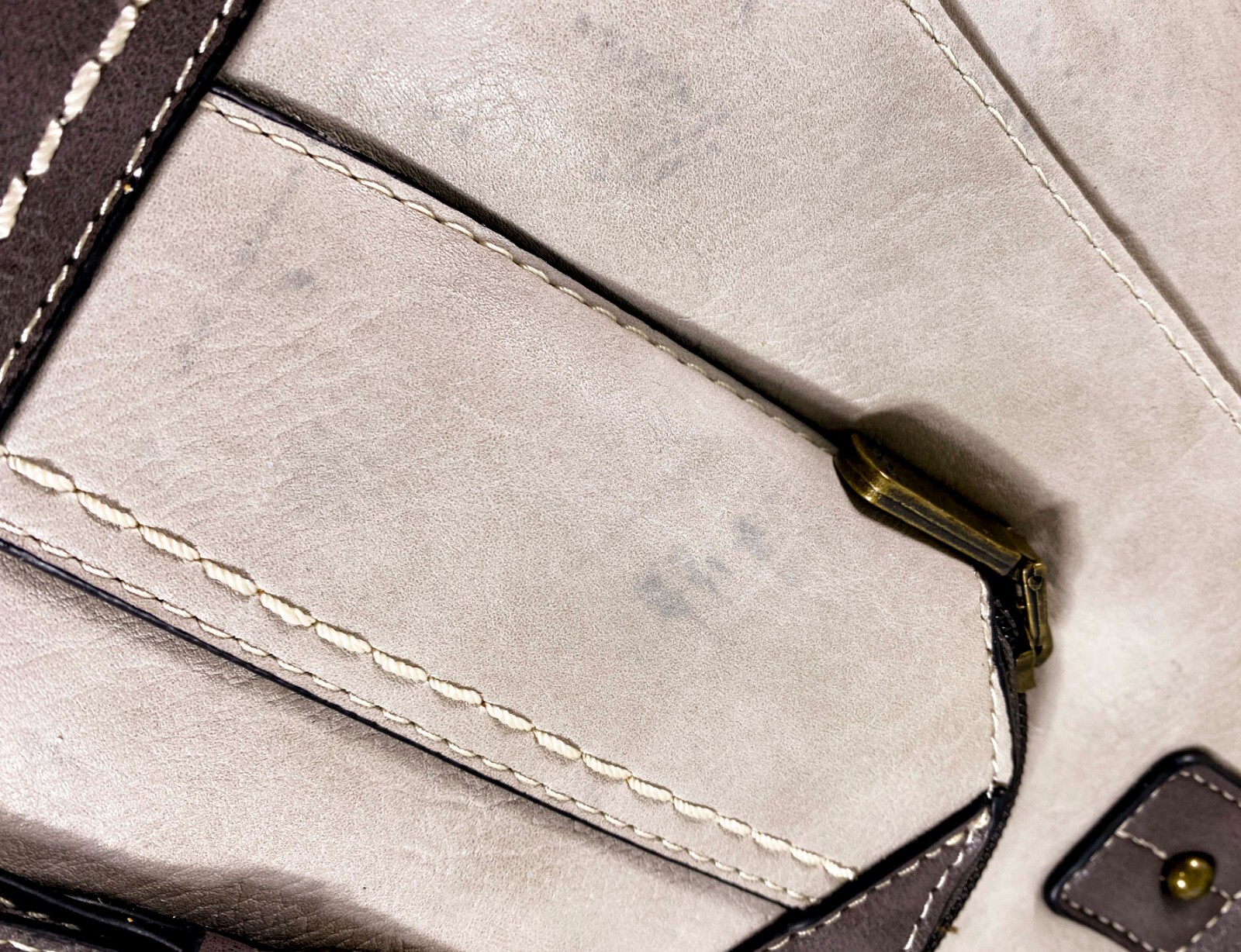 BOC Born Concept Women Brown Gray Greige Top Handle Bag Power Bank Pockets