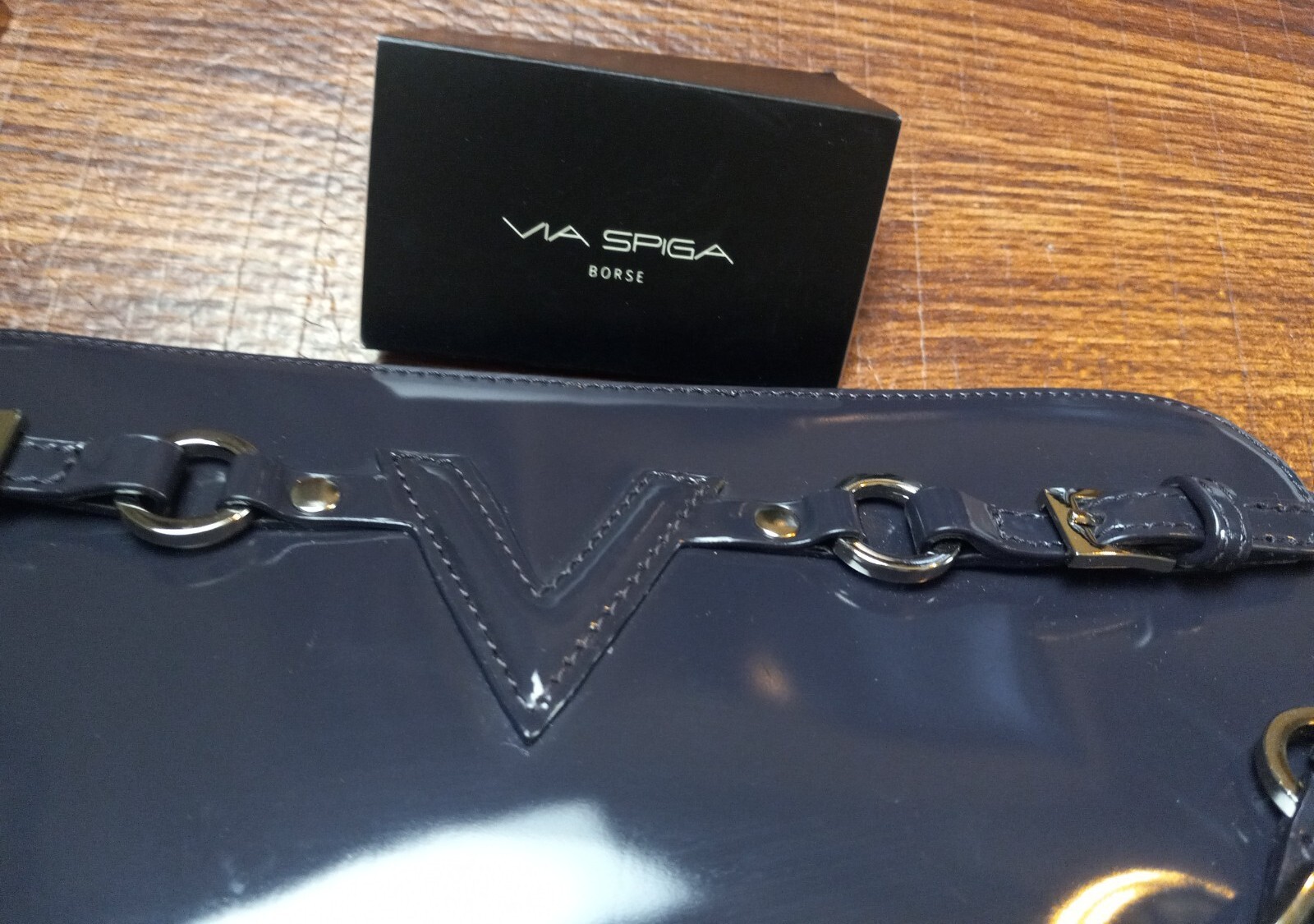 Via Spiga Violet Purple Rectangular Clutch Bag New