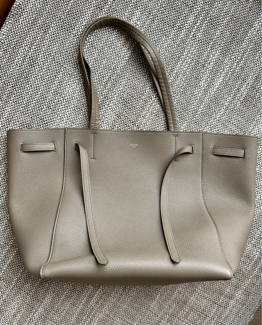 Celine Cabas Phantom Taupe Leather Tote Bag Large 現ロゴ Auth