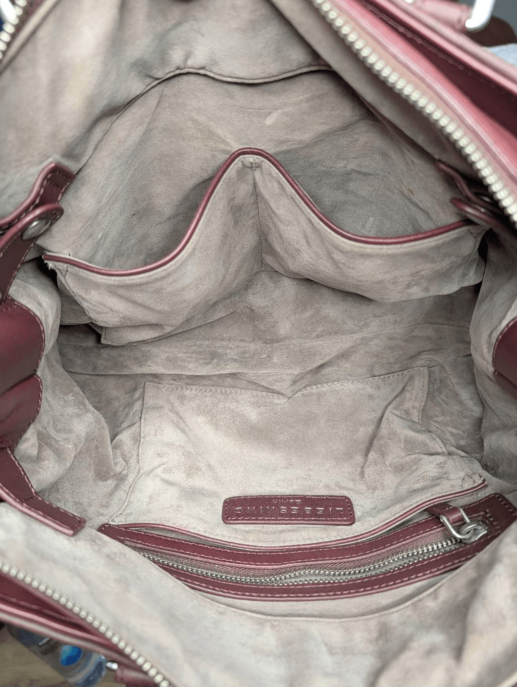 Liebeskind Berlin “Georgia” Leather Satchel Handbag Merlot No Crossbody Strap