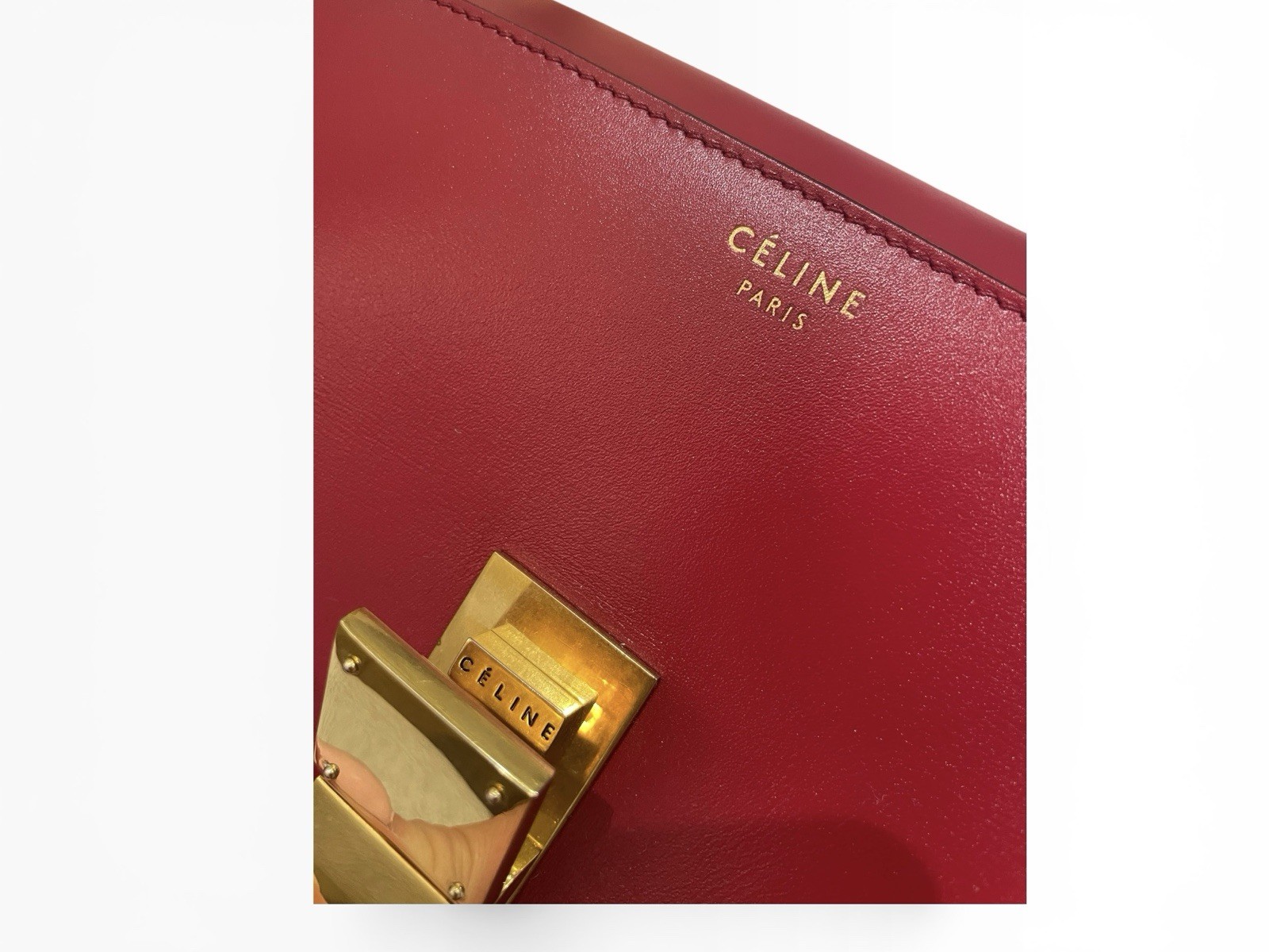 Celine Box Bag Medium Gold-Tone Push Lock